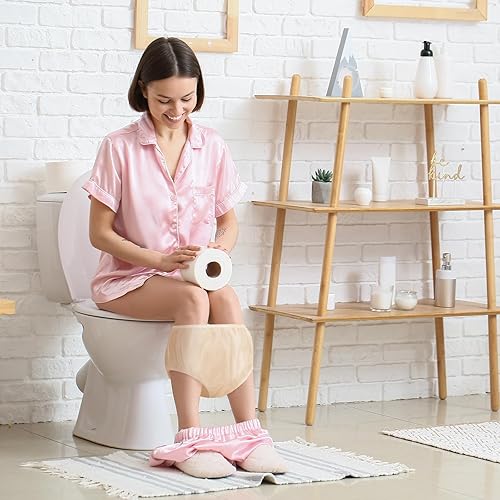 Vista 63 de 9 piezas de pantalones de plástico impermeables para incontinencia, a prueba de fugas, ropa interior para adultos (L, negro)