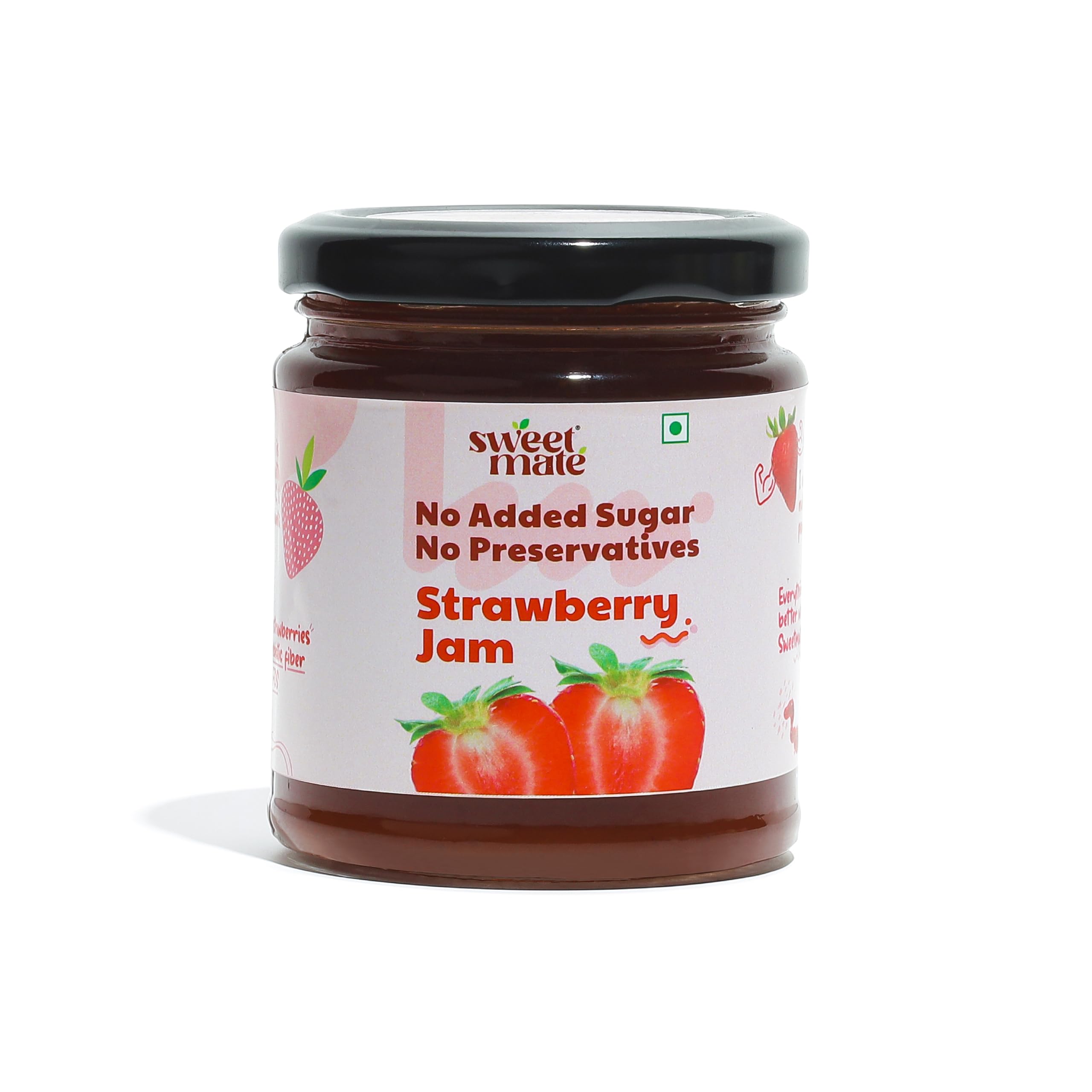 Strawberry Jam for Kids and Adults - (220g) | 100% Pure No Added Sugar | With Real Fruit Pulp | Naturally Sweetened | Diabetic and Keto Friendly | Delicious Jams