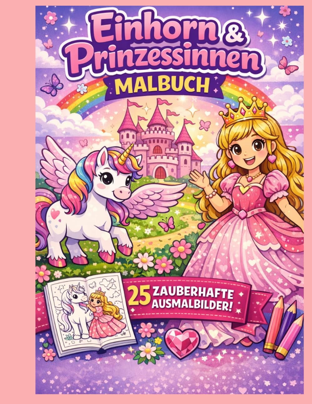 Einhorn & Prinzessinnen Malbuch für Kinder ab 4 Jahren: Spaß & Kreativität fördern | Große Motive | Perfekt für Mädchen