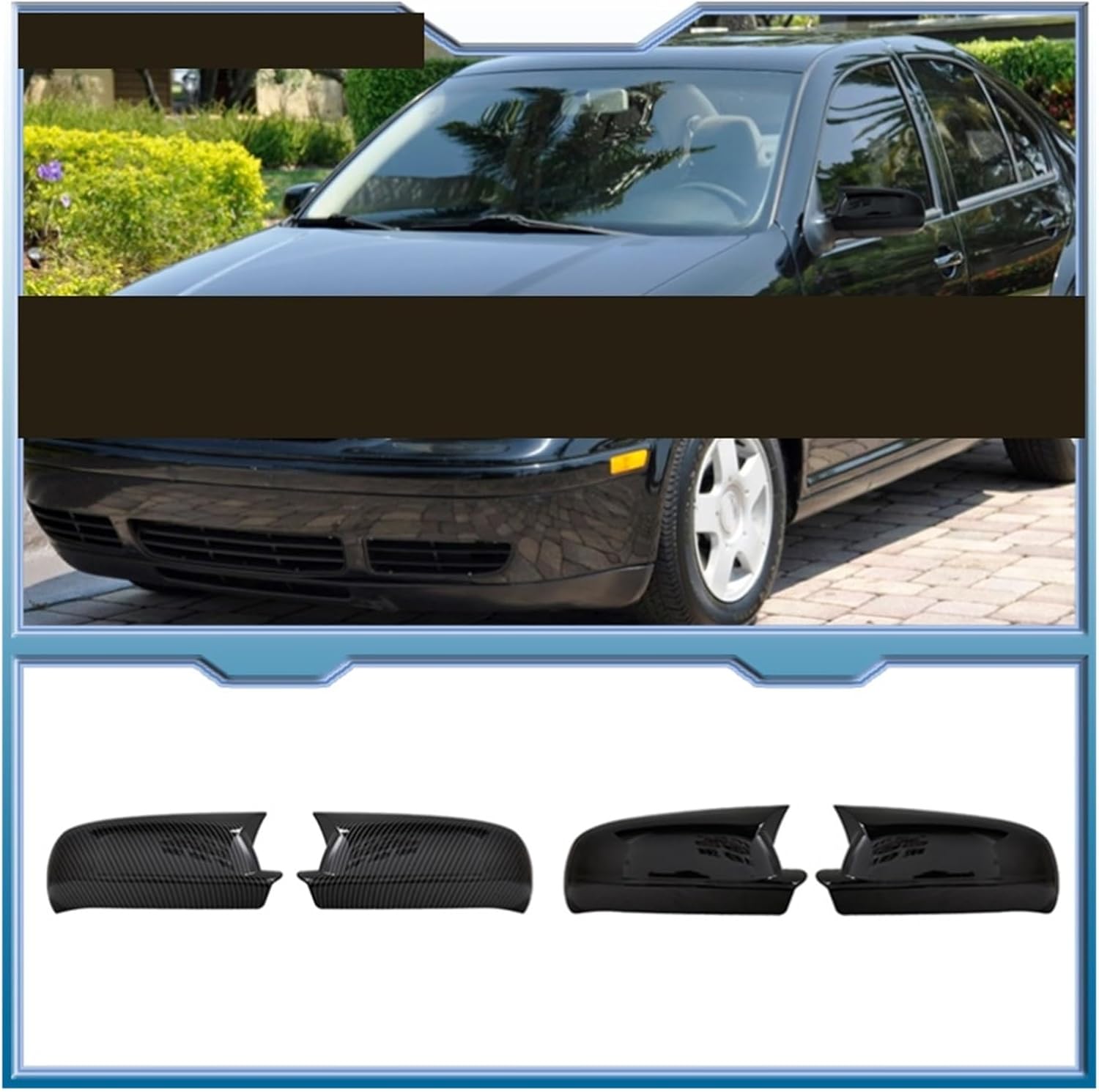 Bat Mirror Cover Fit for VW Fit for Golf 4 MK4 1997-2003 Rearview Mirror Cover 2Pieces Cover Glossy Black Car Shields Exterior Rearview Mirror Cover (Color : Carbon Fiber Pattern, Size : 1)