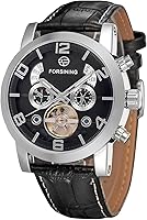 Vista 1 de FORSINING Hombres Tourbillon Calendario Marca Movimiento Automático Correa de Cuero Genuino Mejor Ventas Relojes de Pulsera FSG165M3S4, Negro