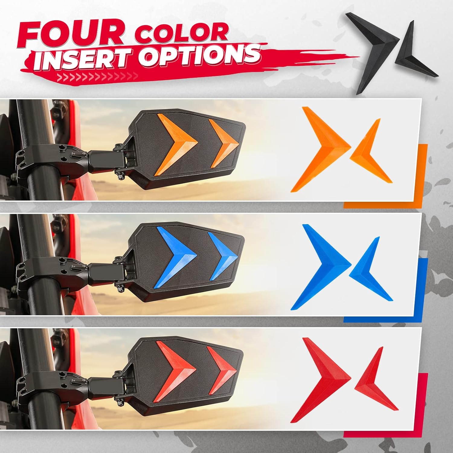 Get Popular Offer Kemimoto UTV RZR Side View Mirrors Fits 1.75- 2 Roll Bar Compatible with Polaris RZR 800 900 1000 XP Turbo Teryx w/Black Orange Blue Red Inserts, Adjustable Aluminum Clamp