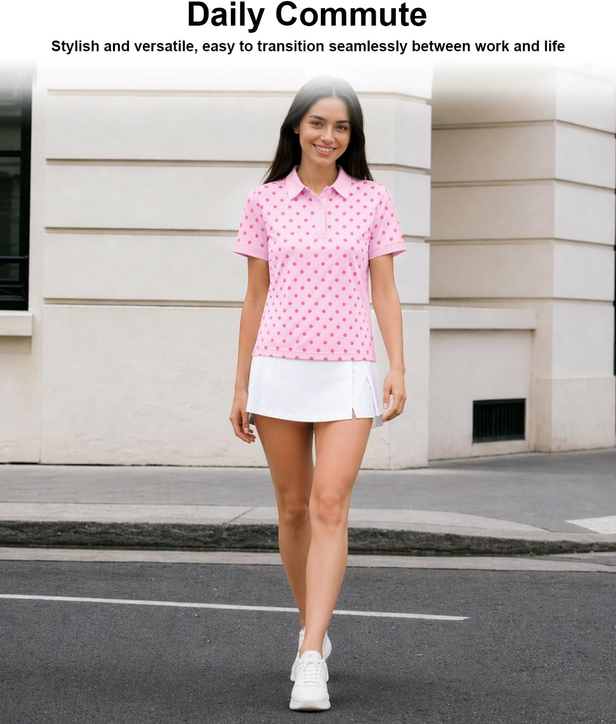 Funny Golf Polo Shirts for Women Polka Dot Short Sleeve Dri Fit Shirts