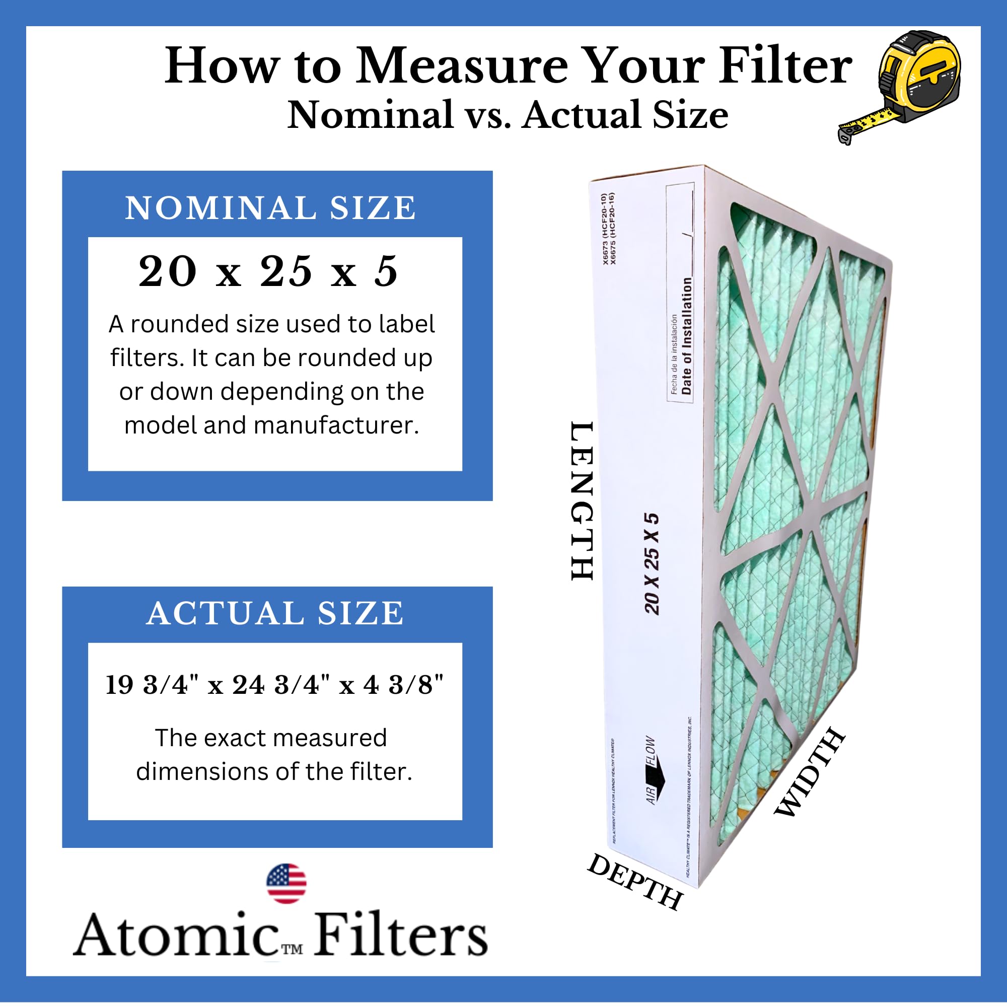 Atomic X6673 MERV 13 Upgrade Lennox Compatible Air Cleaner Filter