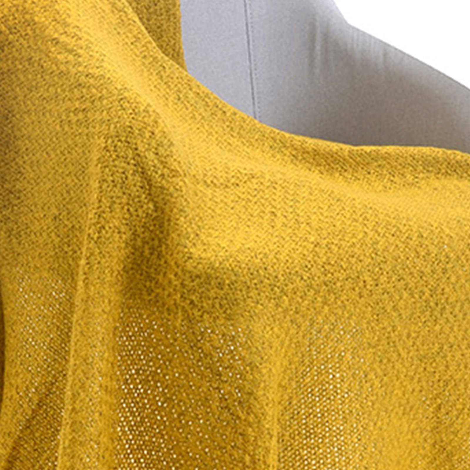 Mantas de Punto con Flecos, Tejidas a Mano Acogedora Cubre Cama, Suave Transpirable Cubremanta Blanket Para Cama/sofá/bebés, Fácil De Limpiar,Yellow-47"x79"/120x200cm
