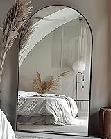 Vista 34 de Espejo de longitud completa, de 59 x 19 pulgadas, de suelo, arqueado, no empotrado, con soporte, colgante, montado para dormitorio, sala de estar