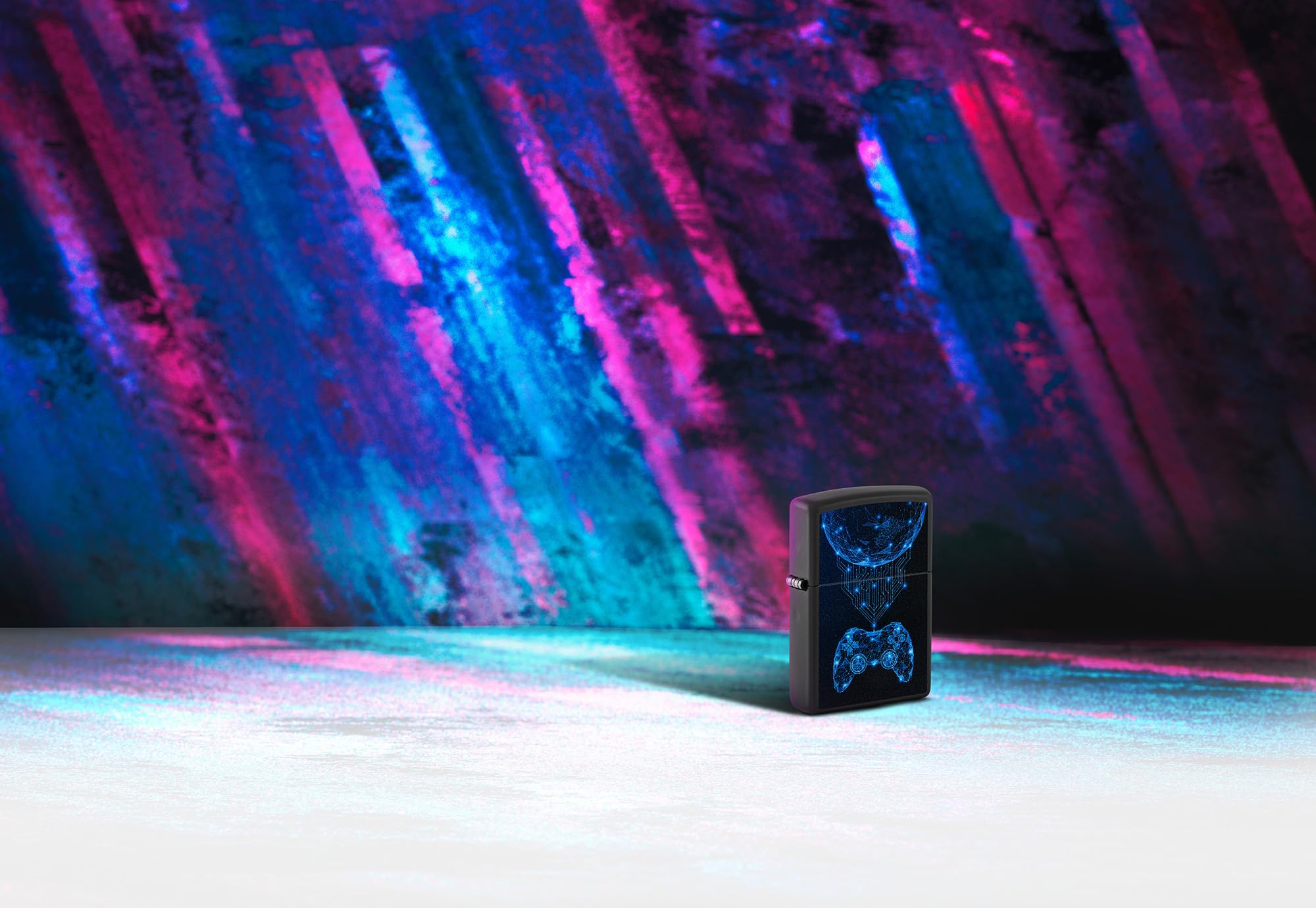 Zippo Briquet Tempête - Modèle Gaming - Finition Noire Mate avec Color Image - Rechargeable - Réutilisable - Design Coupe-Vent - Coffret Cadeau - Fabriqué aux États-Unis