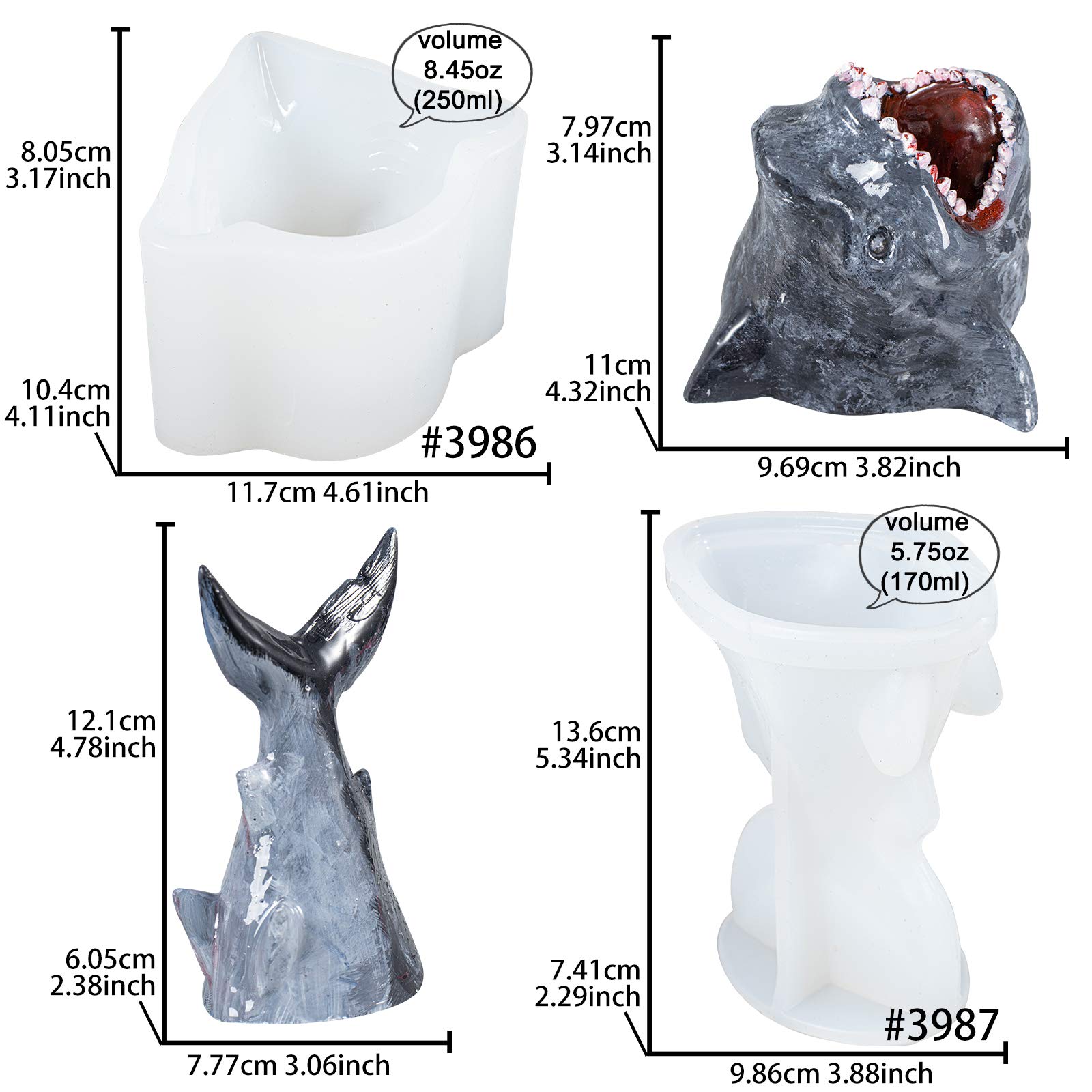 Moule Forme Requin Bogjiru Moule époxy En Silicone Pour Bougie En Forme De Grand Chien Pour Décoration De Savon, Bougie, Résine, Argile Moule Tete De Mort