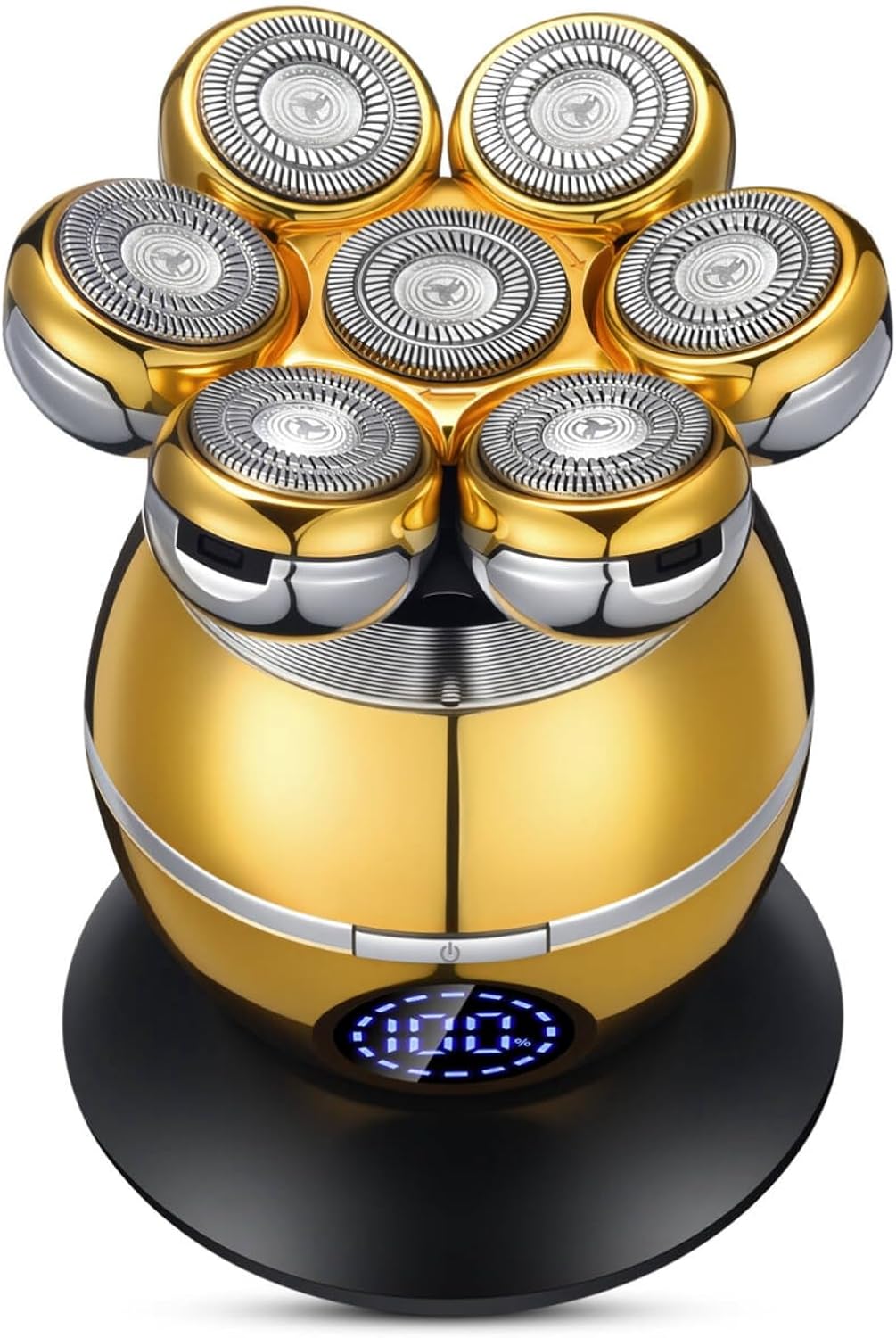 Electric Razor Head & Body Hair Shaver for Women & Men, 5 in 1 Grooming Kit – Rechargeable Type-C Wireless Charging, Wet Dry Use Razors for Mens Bald Head, Ladies Shavers for Legs Facial Arms (Gold)