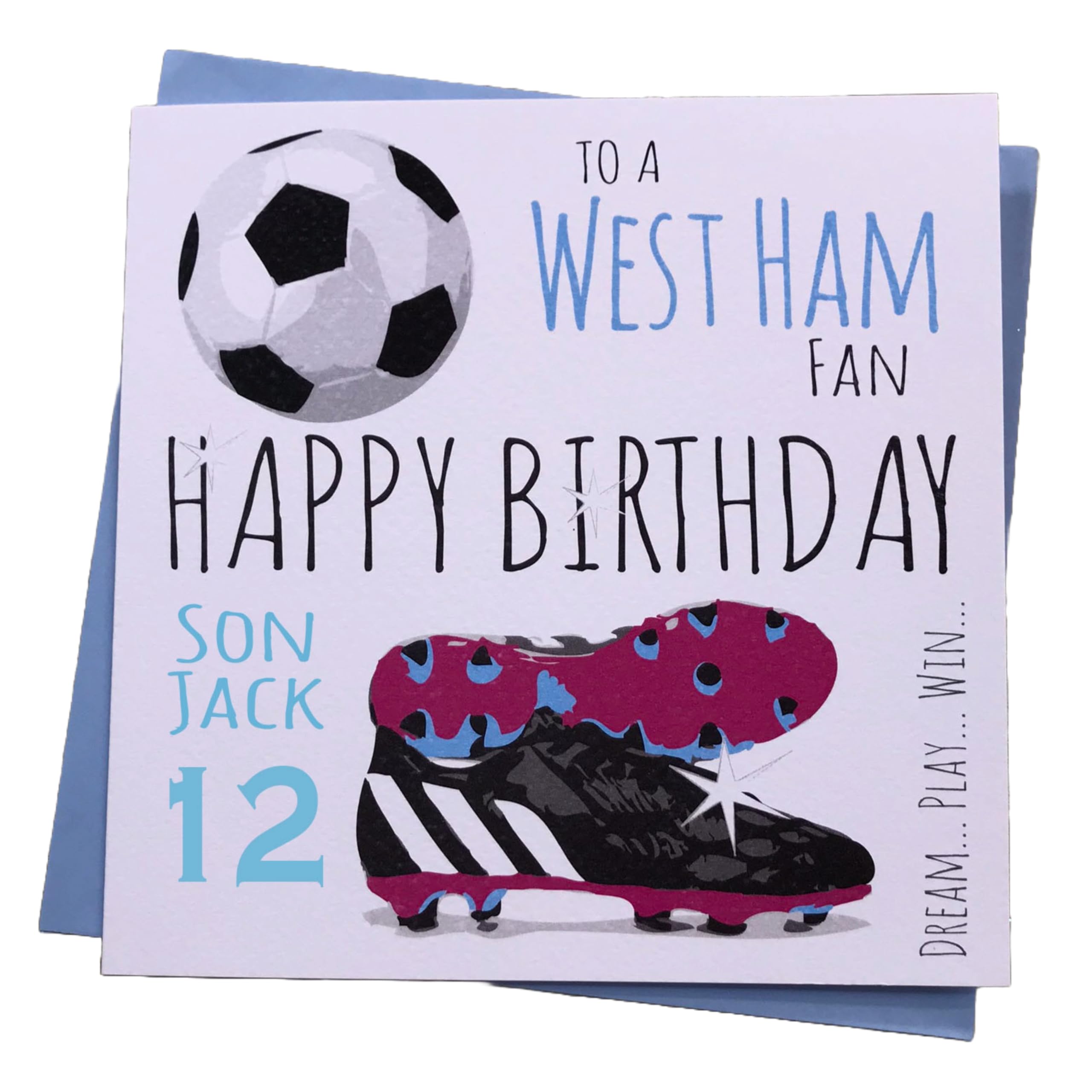 WHITE COTTON CARDS PERSONALISED West Ham United Gunners FC Football Club Fan Birthday Card (12-PER)
