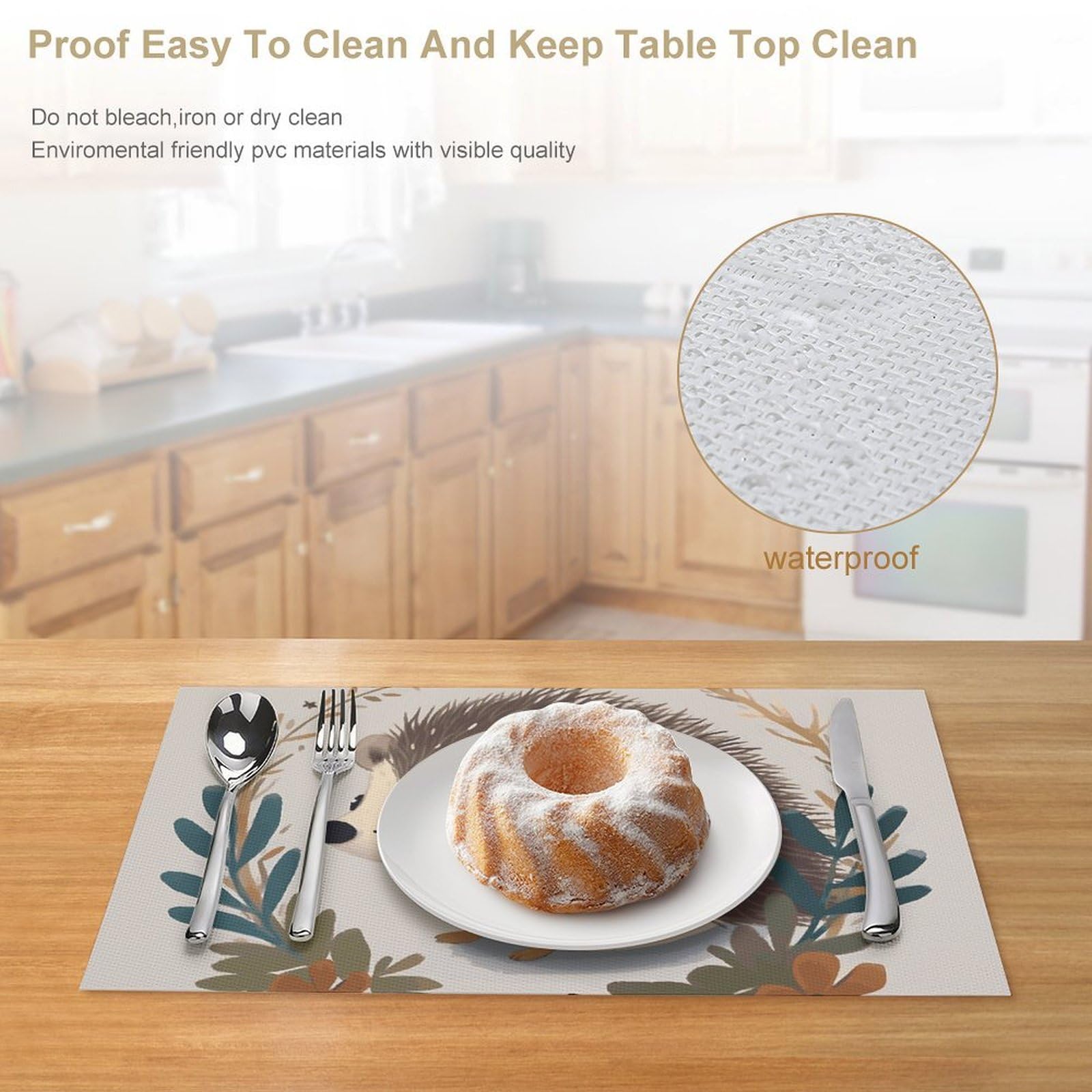 Set di 6 tovagliette all'americana in PVC, lavabili, resistenti al calore, antiscivolo, impermeabili, per interni ed esterni, tavolo da pranzo, cucina, vacanze e feste