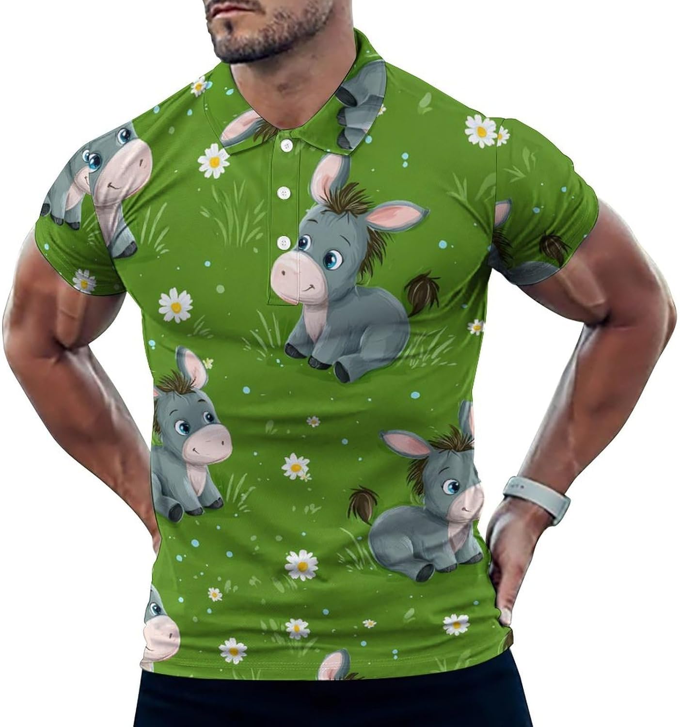 Donkey Daisy Golf Polo Shirts for Men Casual T Shirts 5X-Large