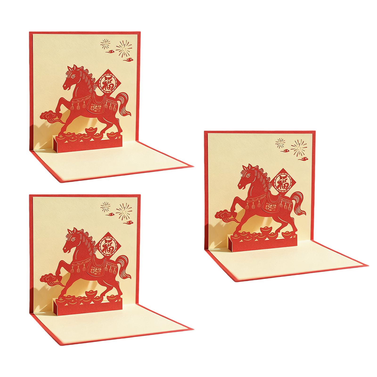 SHINLHUA Festival Greeting Card Paper Carving Horse Chinese New Year Card for Chinese Spring Festival Gift Giving New Year Cards Funny