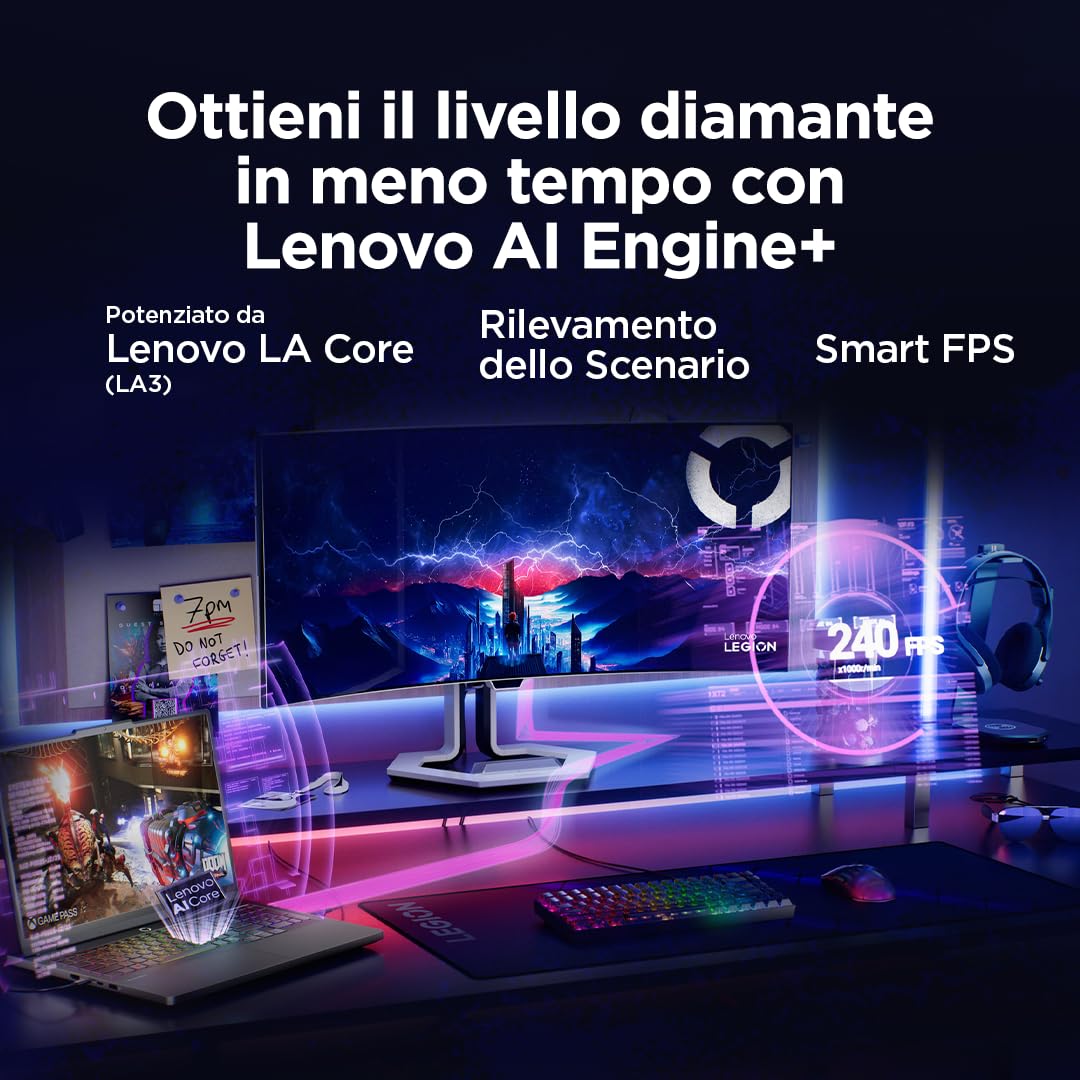 Lenovo Legion 5 Gaming Laptop - Display OLED WQXGA 16" 165Hz, NVIDIA GeForce RTX™ 5070 8GB, Intel Core Ultra 9 275HX, RAM 32GB, SSD 1TB, Windows 11 Home, Tastiera RGB italiana - Eclipse Black