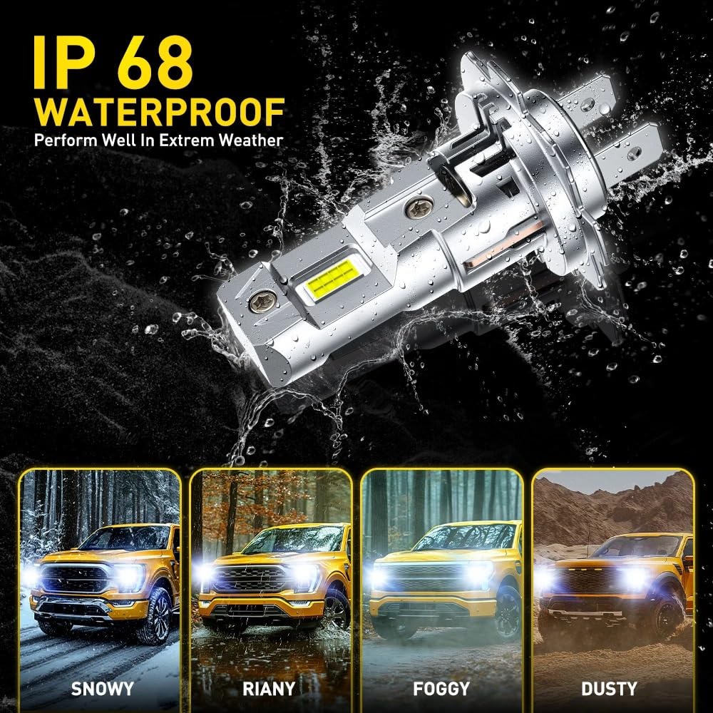 Faro LED 2 pezzi faro per auto H7 luci a LED fascio alto basso formato 1:1 wireless 16 pezzi chip CSP impermeabile Luce Guida Diurna