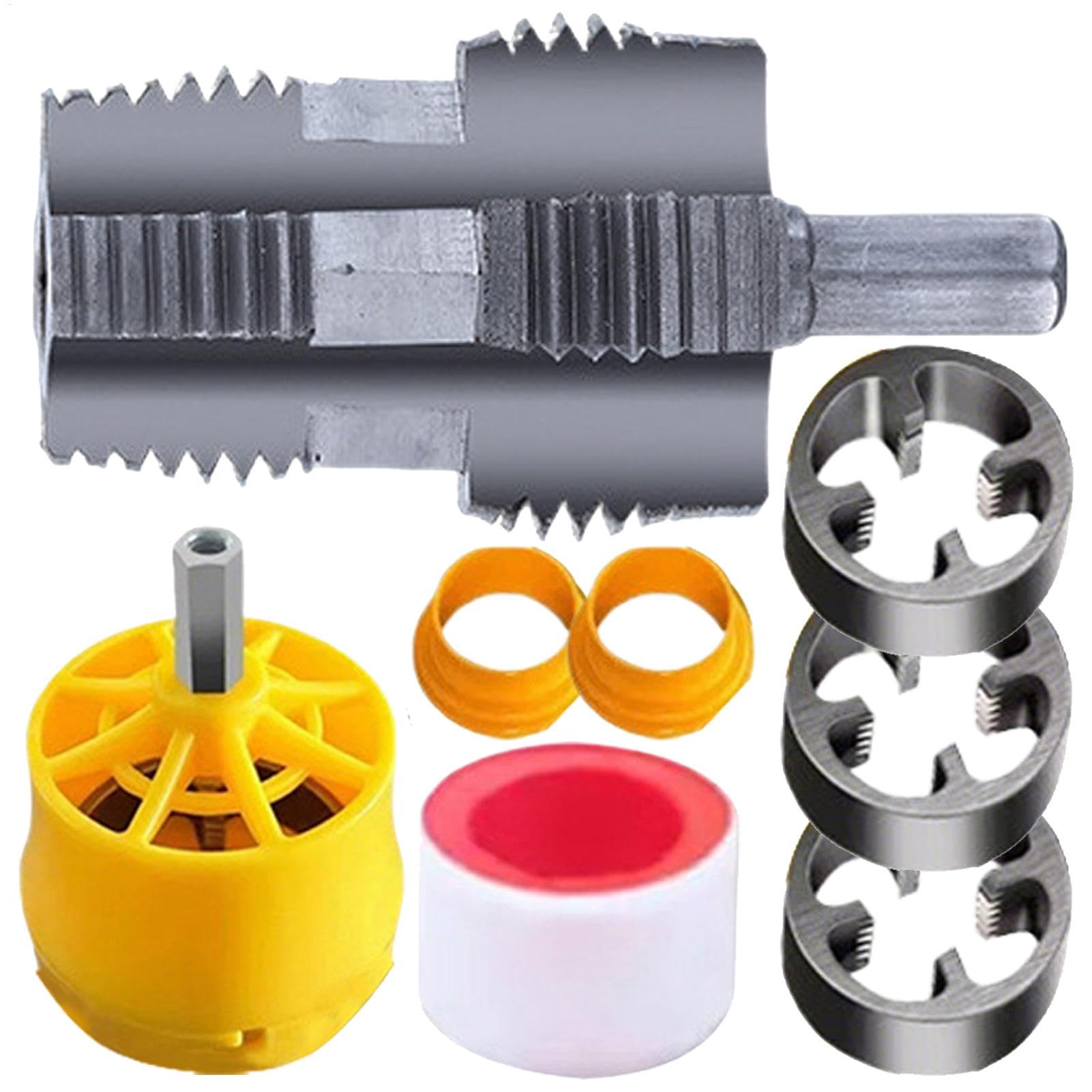 Rohreinfädler-Kit, PVC-Rohreinfädler,Manuelles Wasserrohr-Gewindehahn-Set - Rohrgewindebohrer-Set, wiederverwendbares Rohreinfädler-Sanitärwerkzeug für PPR-Wasserrohre oder PVC-Rohre