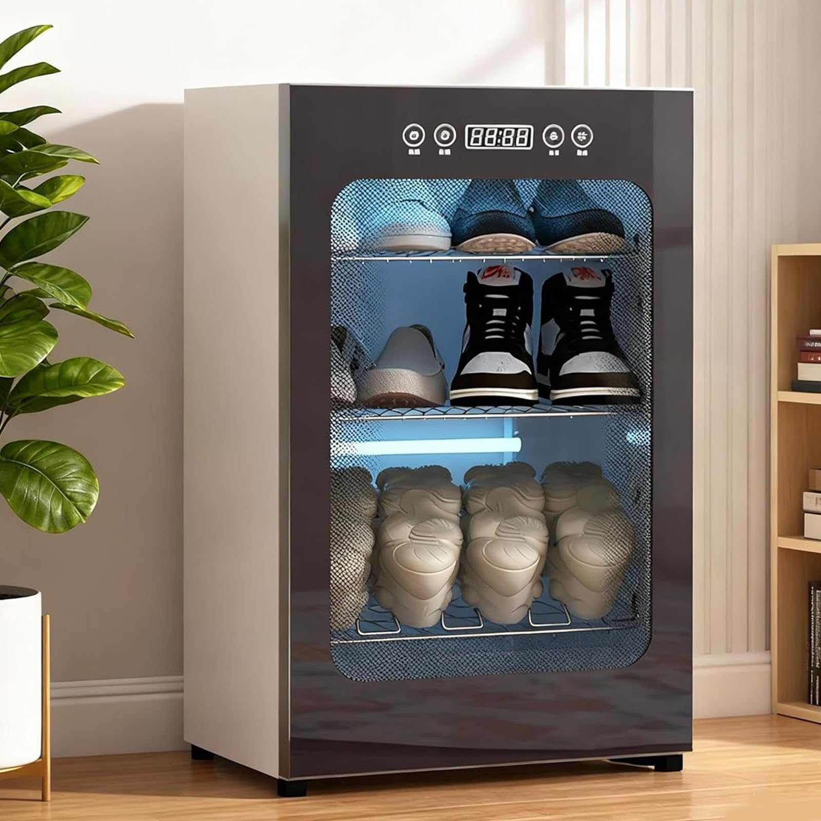 Armadio asciugascarpe Elettrico, asciugatrice per Scarpe, Armadio asciugascarpe Intelligente con Pannello Controllo, capacità per 6-8 Paia Scarpe, Adatto a Tutti i Tipi Scarpe..