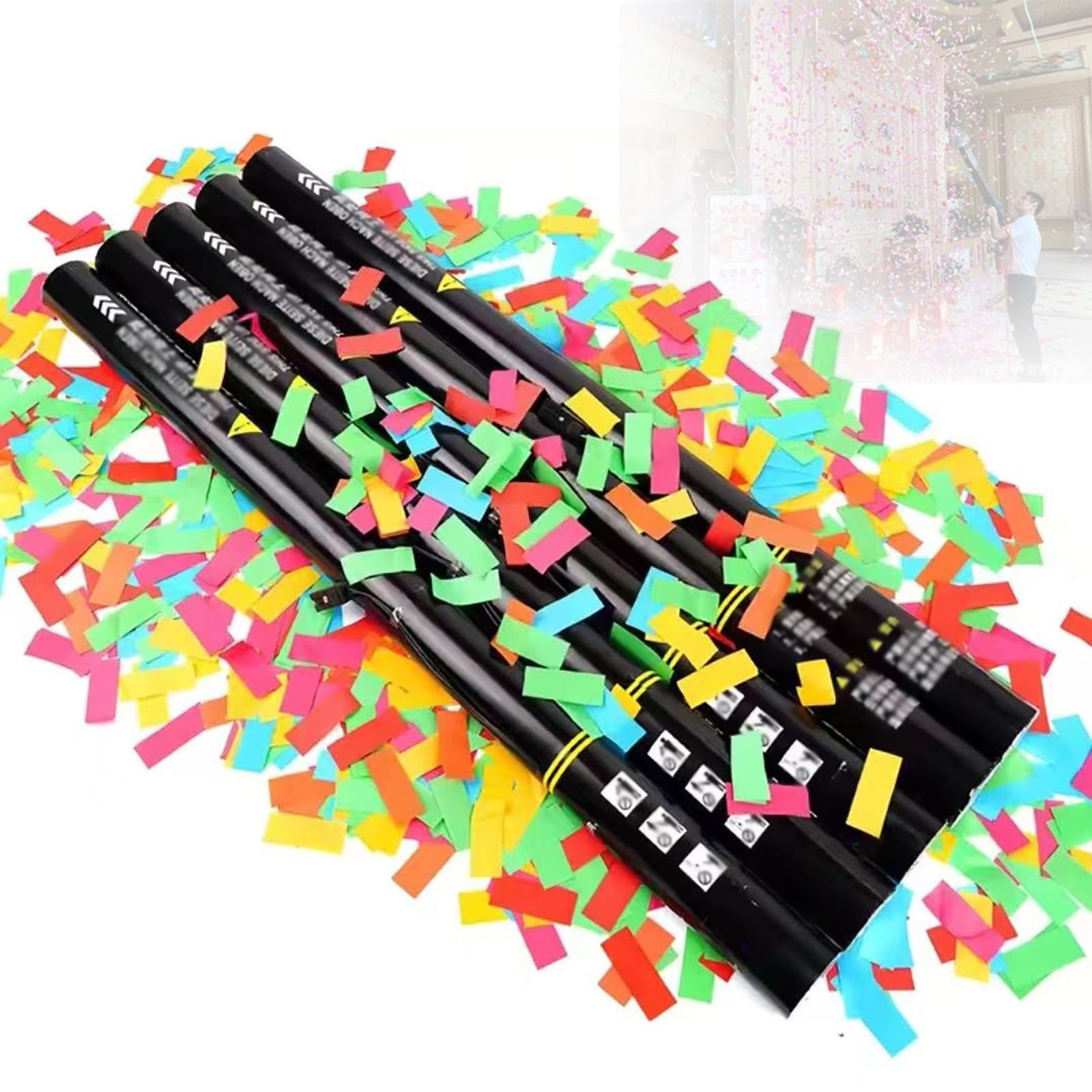 Cañones de confeti, multicolor para bodas, fiestas de cumpleaños, graduaciones y celebraciones, 50 unidades