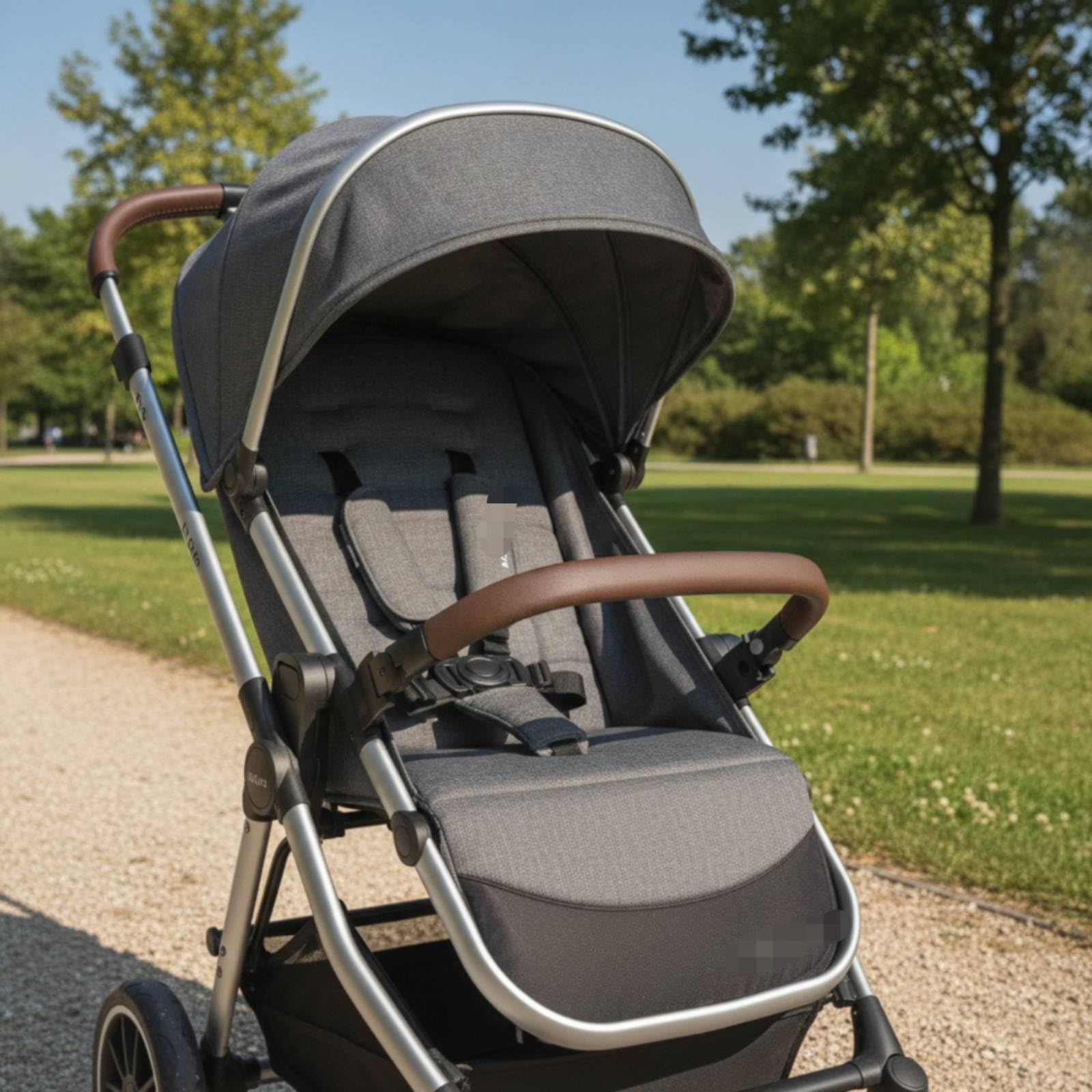 Rail Barra para Cochecito Pasamanos Protector Soporte con Curvatura Ergonómica y Anclajes en PU Cuero para Sujeción Adecuado para Paseos Diarios Trayectos Uso Familiar, Array, Marrón