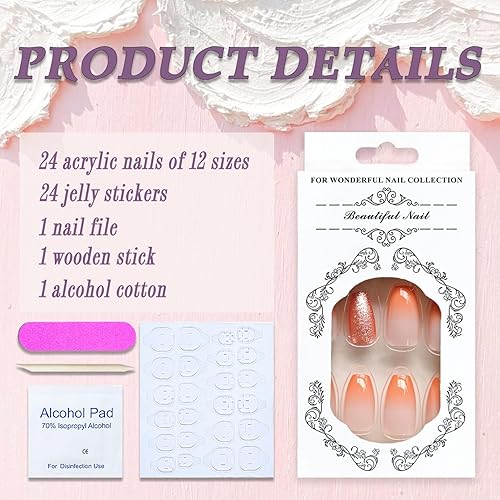 Miniatura 9 de Uñas postizas medianas con diseño de ataúd SWEKKE a presión, uñas postizas de cobertura completa rosa con diseños de flores, uñas adhesivas