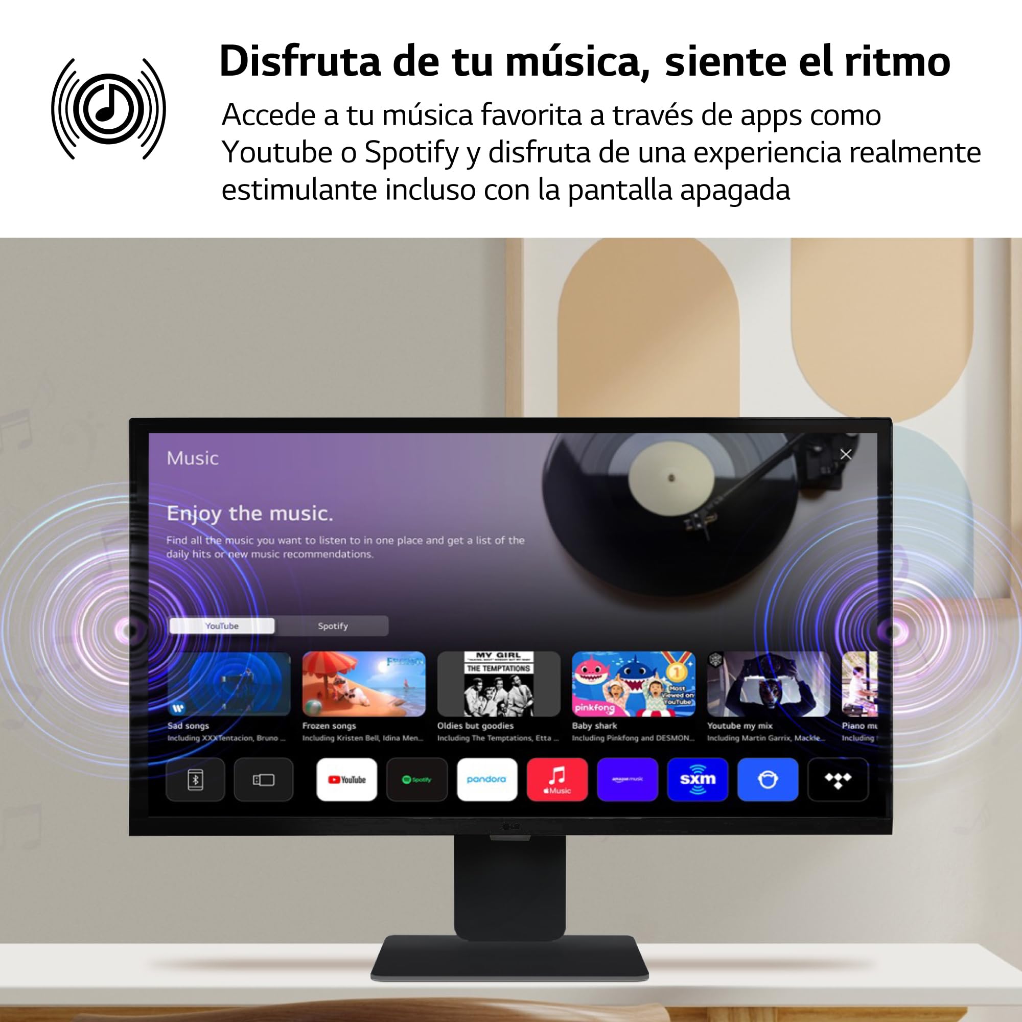 LG 32SR50F-B - Smart Monitor, 32", Pantalla IPS, 1920x1080, IPS, (16:9), webOS23, 250 nits, con Mando, Sin Cámara, Inclinación Ajustable, Negro