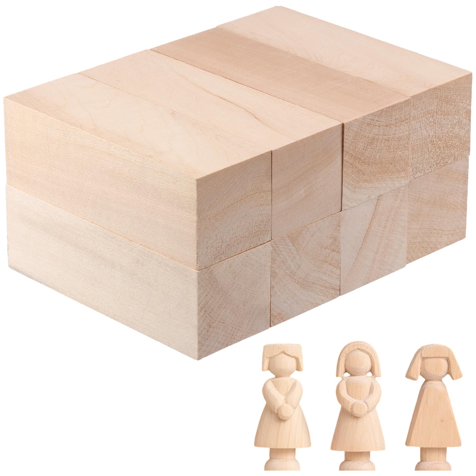 SENJEOK 8 PCS 15 x 5 x 5cm Basswood Carving Blocks, 6 x 1 x 1 Inch Unfinished Whittling Wooden Blocks for Woodworking DIY Craft
