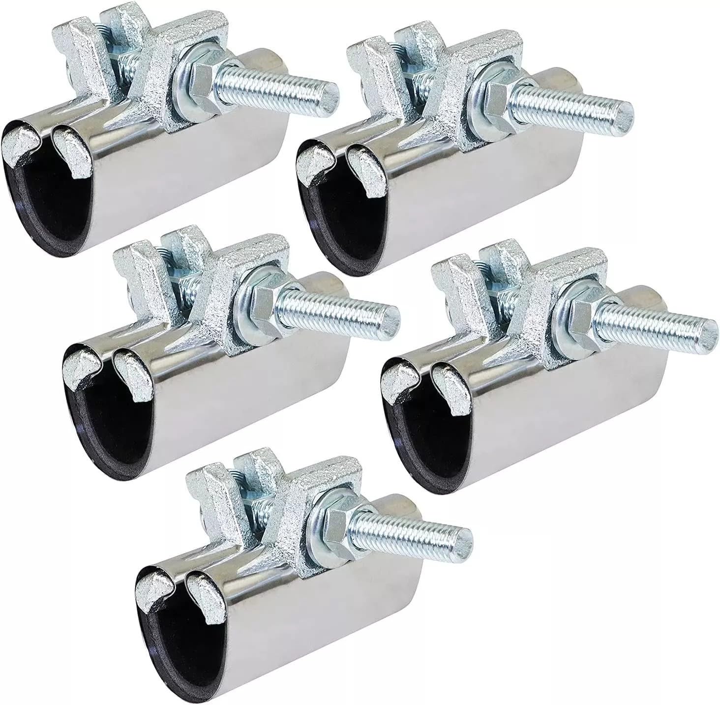 Qdyzpp 2-1/2 in. x 3 in. Long 1-Bolt IPS Pipe Repair Clamp, Stainless Steel (5 Pack)