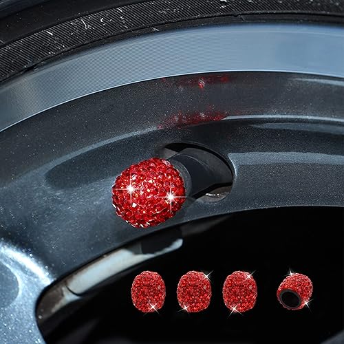 Miniatura 8 de Paquete de 4 tapas brillantes para vástagos de válvula, tapas de aire, tapones de aire de neumáticos de diamantes de cristal para automóvil,