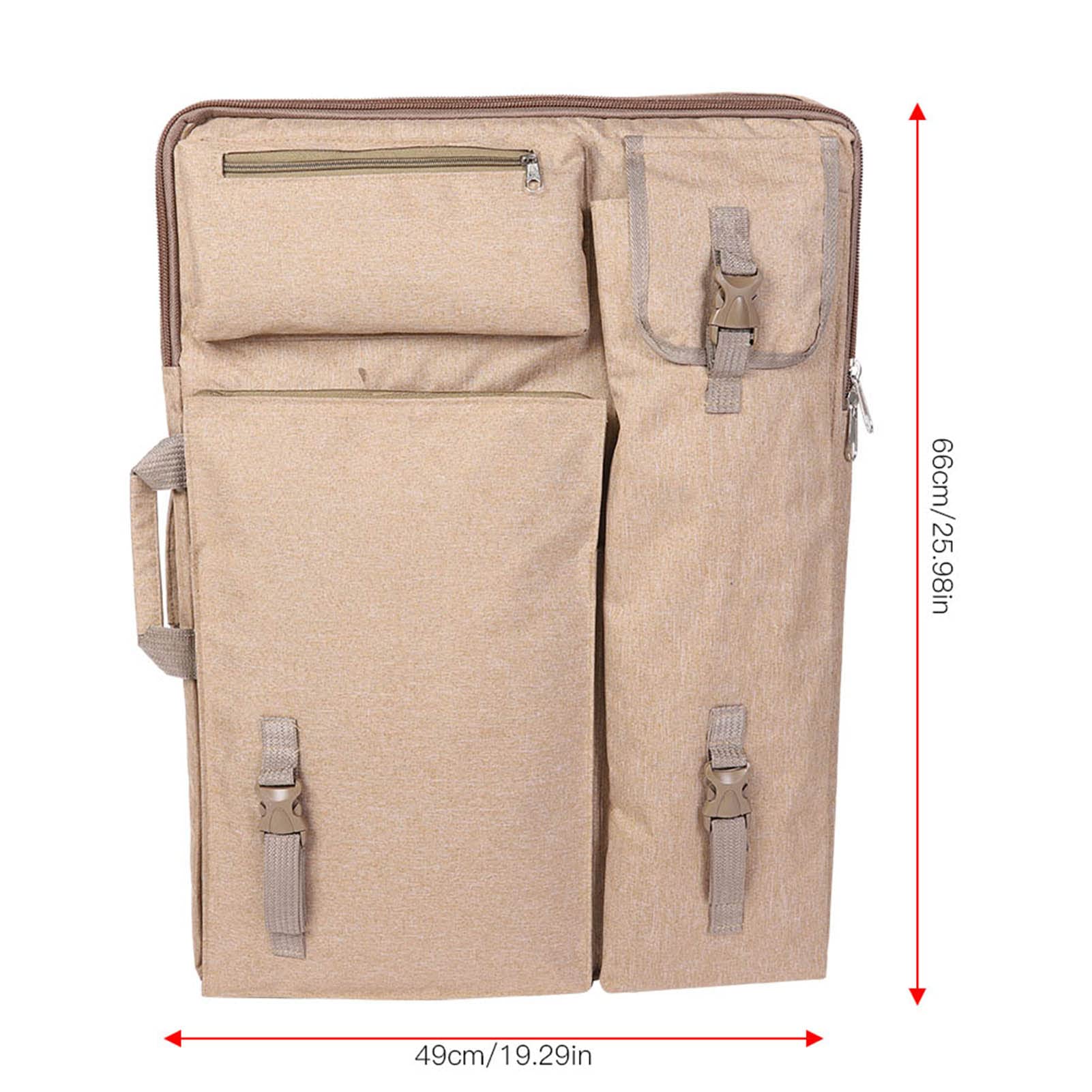 Tablero de dibujo impermeable multifunción grande 4K, bolso de transporte, bolso de arte con correa para el hombro y hebilla para viajes al aire libre, dibujo de la vida(caqui)
