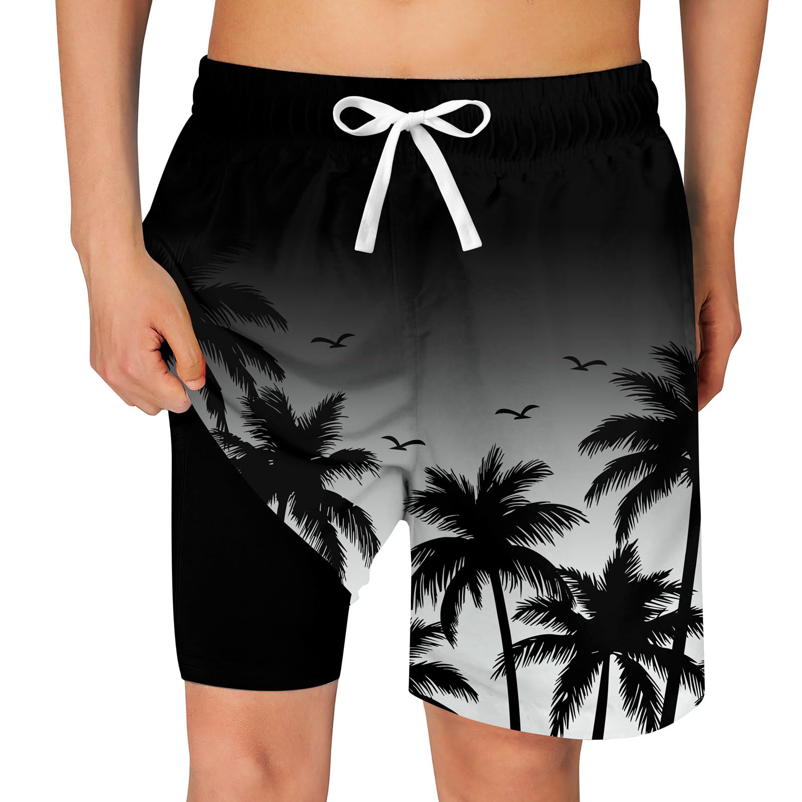 Cozople Boys Swim Trunks with Compression Liner Quick Dry Bathing Suit