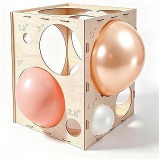18 Holes Collapsible Wood Balloon Sizer Cube Box from 1" to 12"