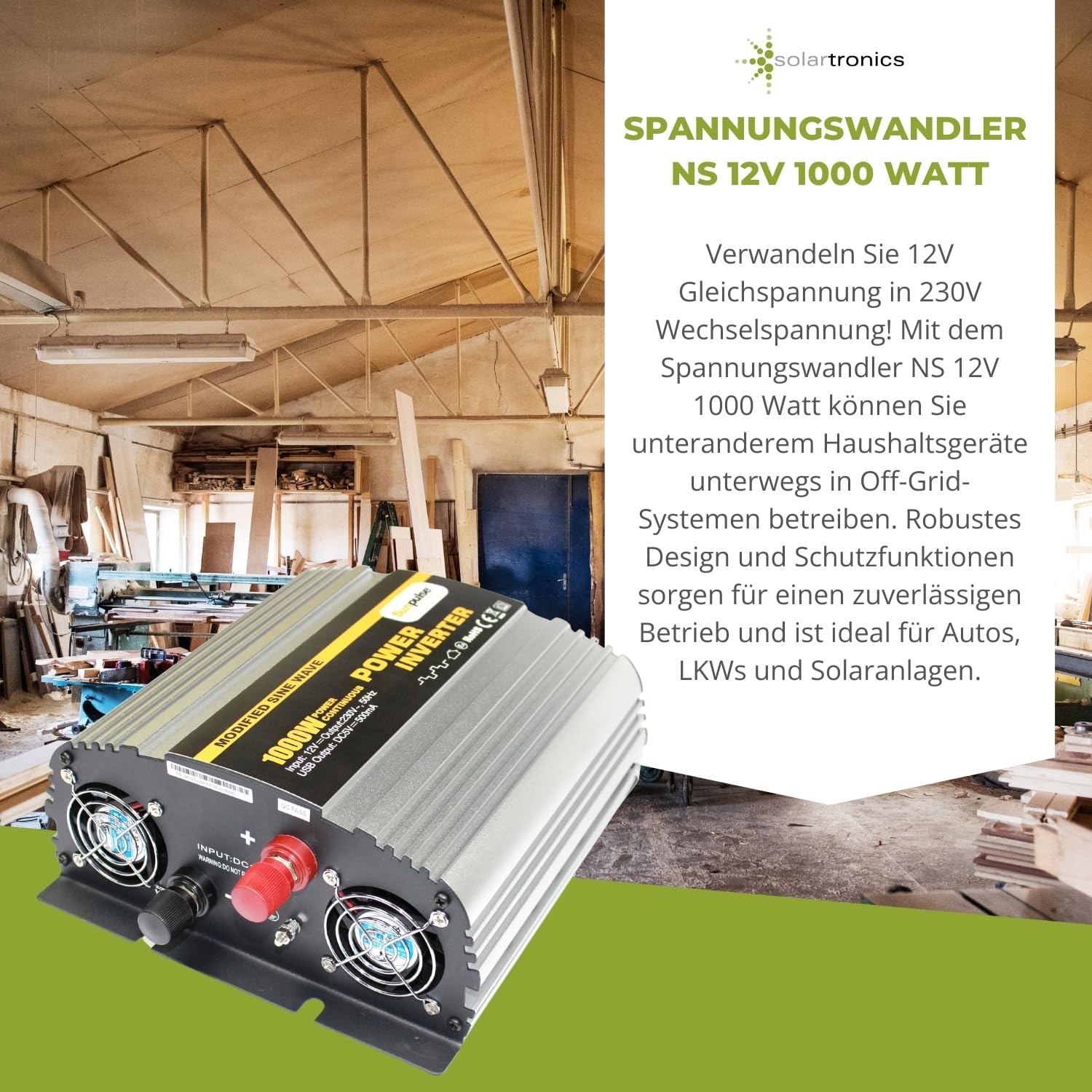 Przetwornica napięcia Ms 12 V 1000/2000 W falowniki