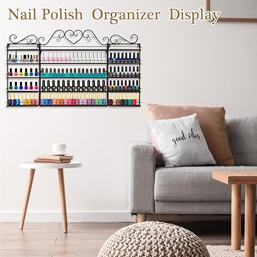 Miniatura 6 de Estante de esmalte de uñas de 5 niveles para esmalte de uñas, organizador de pared, soporte para esmalte de uñas, estante de aceite esencial para el