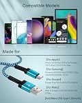 3Pack-3/6/10 FT USB C Charger Cable Fast Charging for iPhone 17/16e/15/15 Pro/15 Pro Max/15 Plus, Android Samsung Galaxy S25 A15 5G A16 A17 S24 Ultra USBC Type-C Pixel 10 9 Pro 8, Auto Car Multi Cord