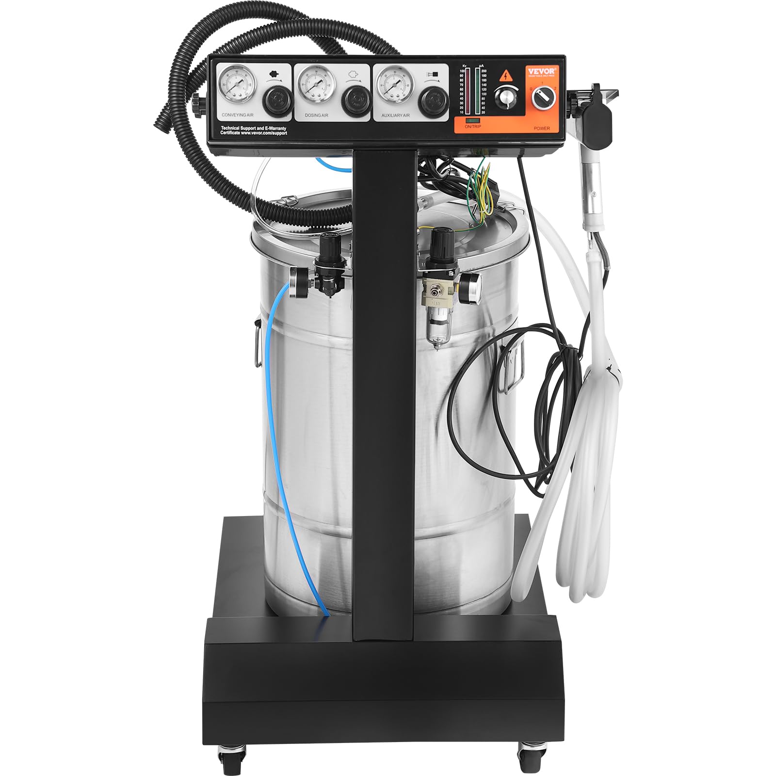 Photo 1 of VEVOR Powder Coating System, 50W 100KV Electrostatic Output Machine with 50L Powder Hopper, 450g Per Minute Kit with Spray Gun and Trolley Base, Indoor and Outdoor