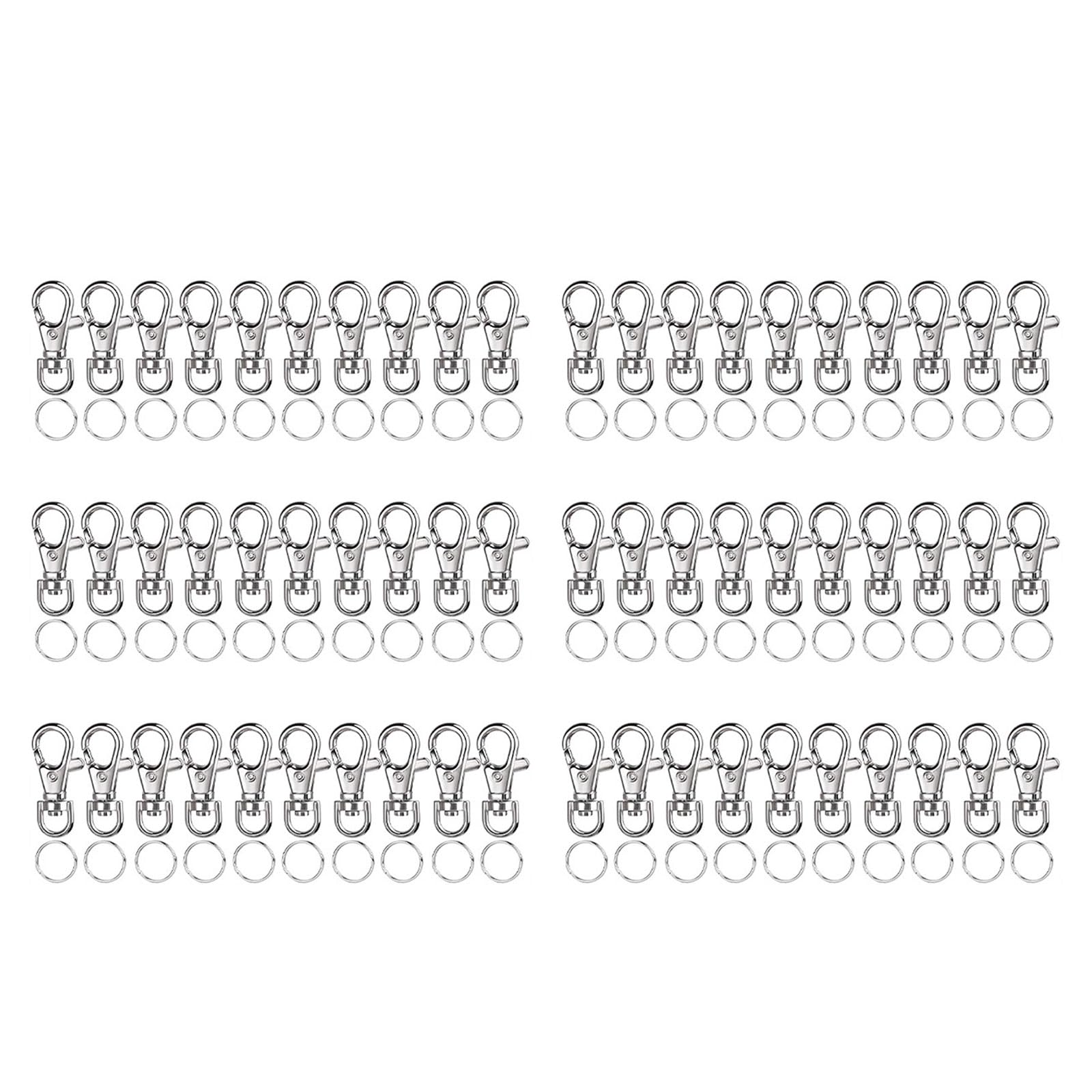 Yhplxyuus 60 / 240PCS Hooks with Keyrings Metal Keychains Hooks Lobster Clasps for Keychain Lanyard, Bag Charm Practical Accessory
