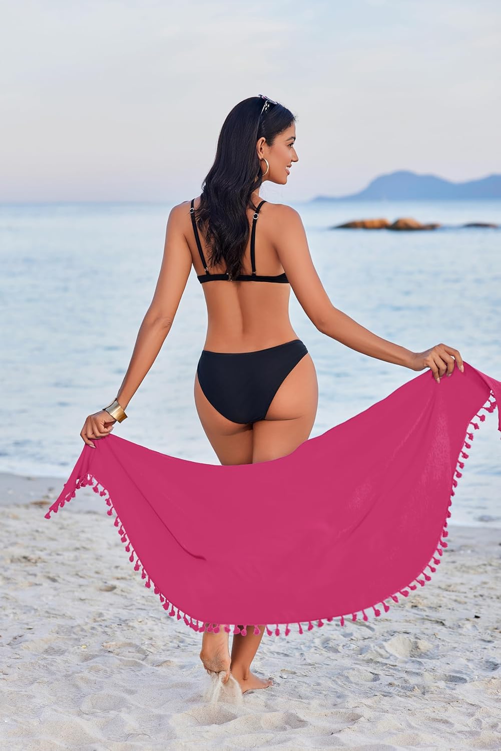 AI'MAGE Sarong Wraps for Women Swimsuit Coverups Beach Bathing Suit Cover Up Tassels Bikini Short Wrap Skirts for Swimwear - Image 4