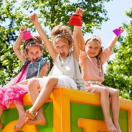 Miniatura 5 de ArtCreativity Campana de metal de 3 pulgadas para hacer ruidos, paquete de 12 unidades, pequeña campana de metal ruidosa con asa, ideal para juegos