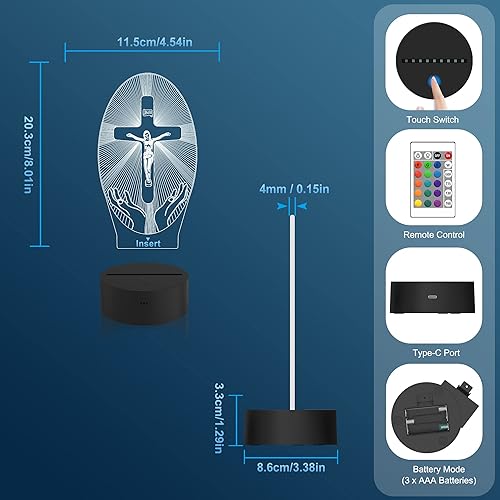 Miniatura 7 de Attivolife Lámpara de ilusión 3D de sirena, luz nocturna de princesa con control remoto + temporizador, 16 lámparas de escritorio que cambian de