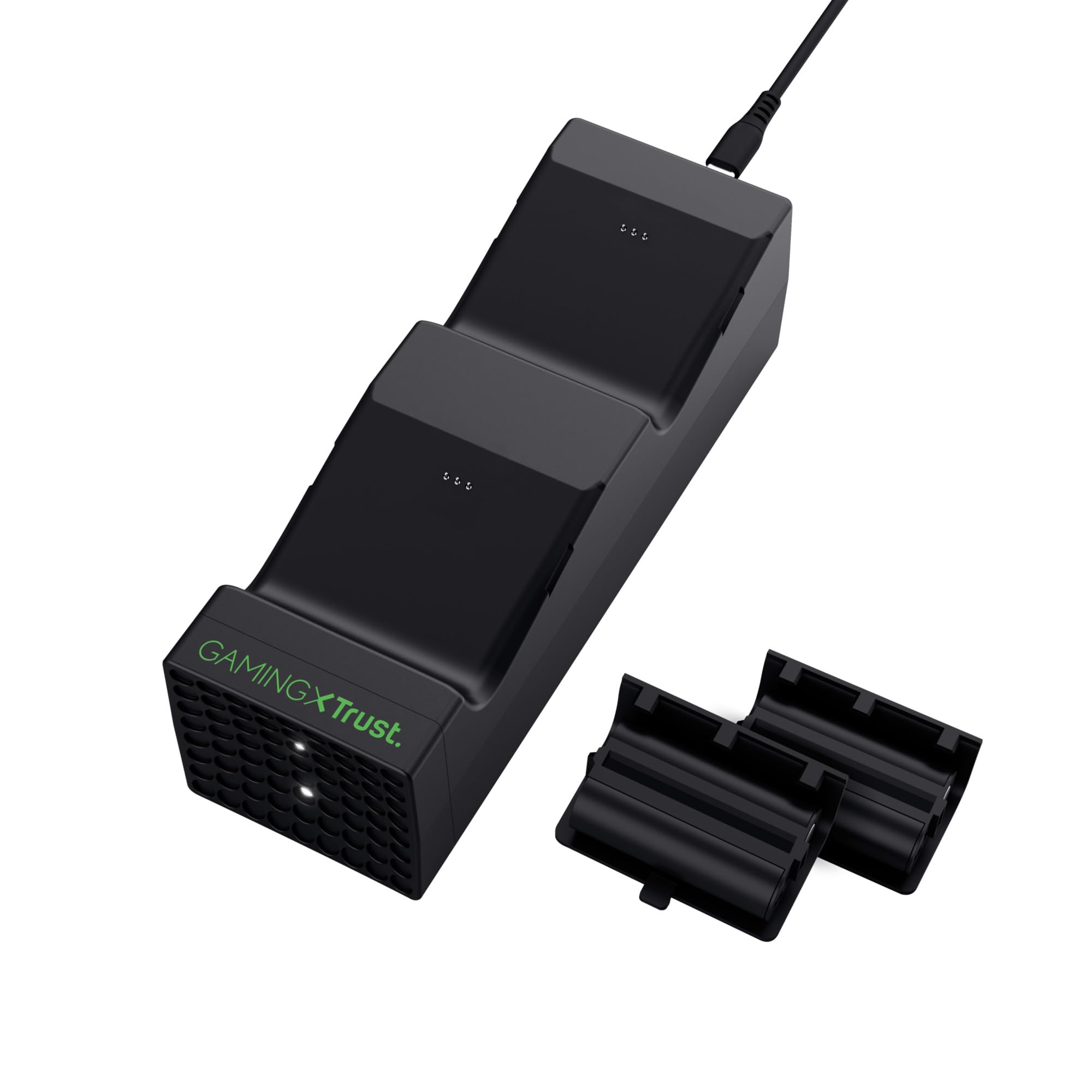 Trust Gaming GXT 250 Ricarica Controller Xbox Series X/S, Docking Station e Indicatore di LED Base di Ricarica Controller, Doppia Stazione di Ricarica per Controller