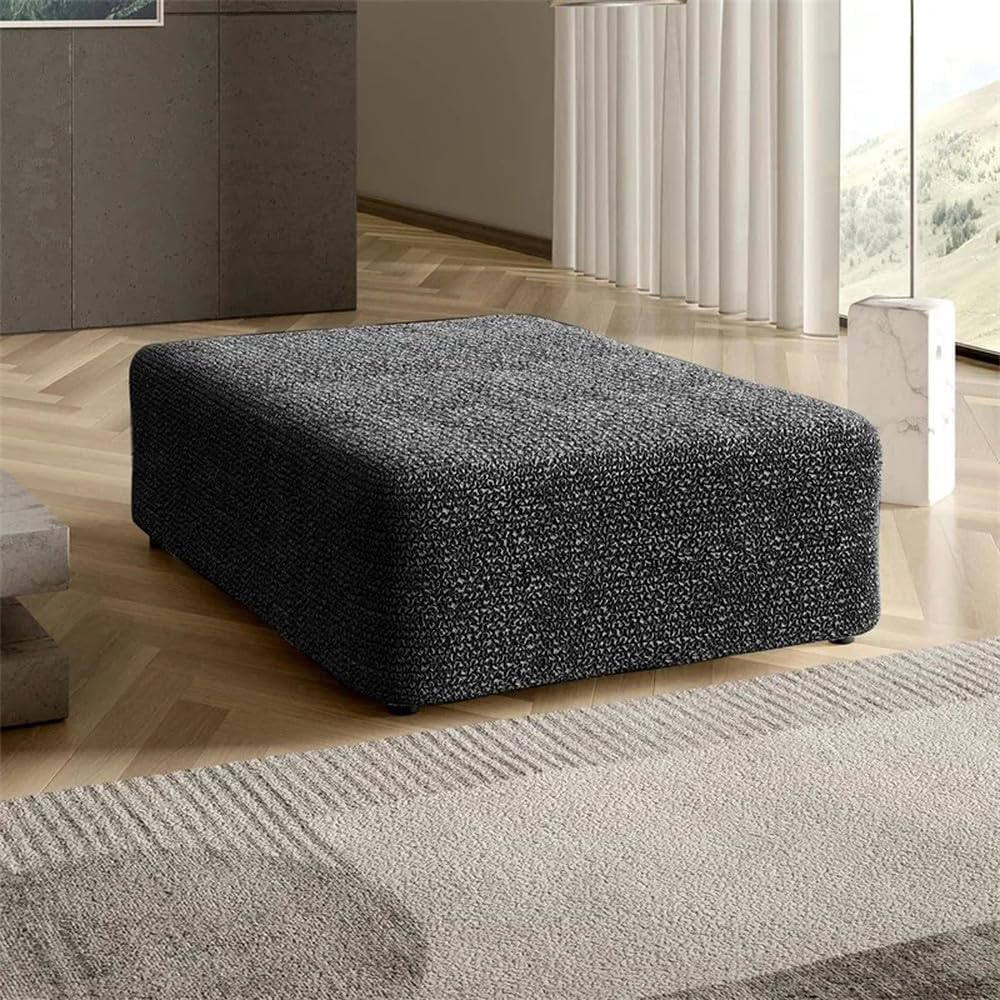 Thicken Seersucker Cover Elastic Chair Cover Sofa Footrest All-Inclusive Low Stool Covers Furniture Protector,N7,Beige,M