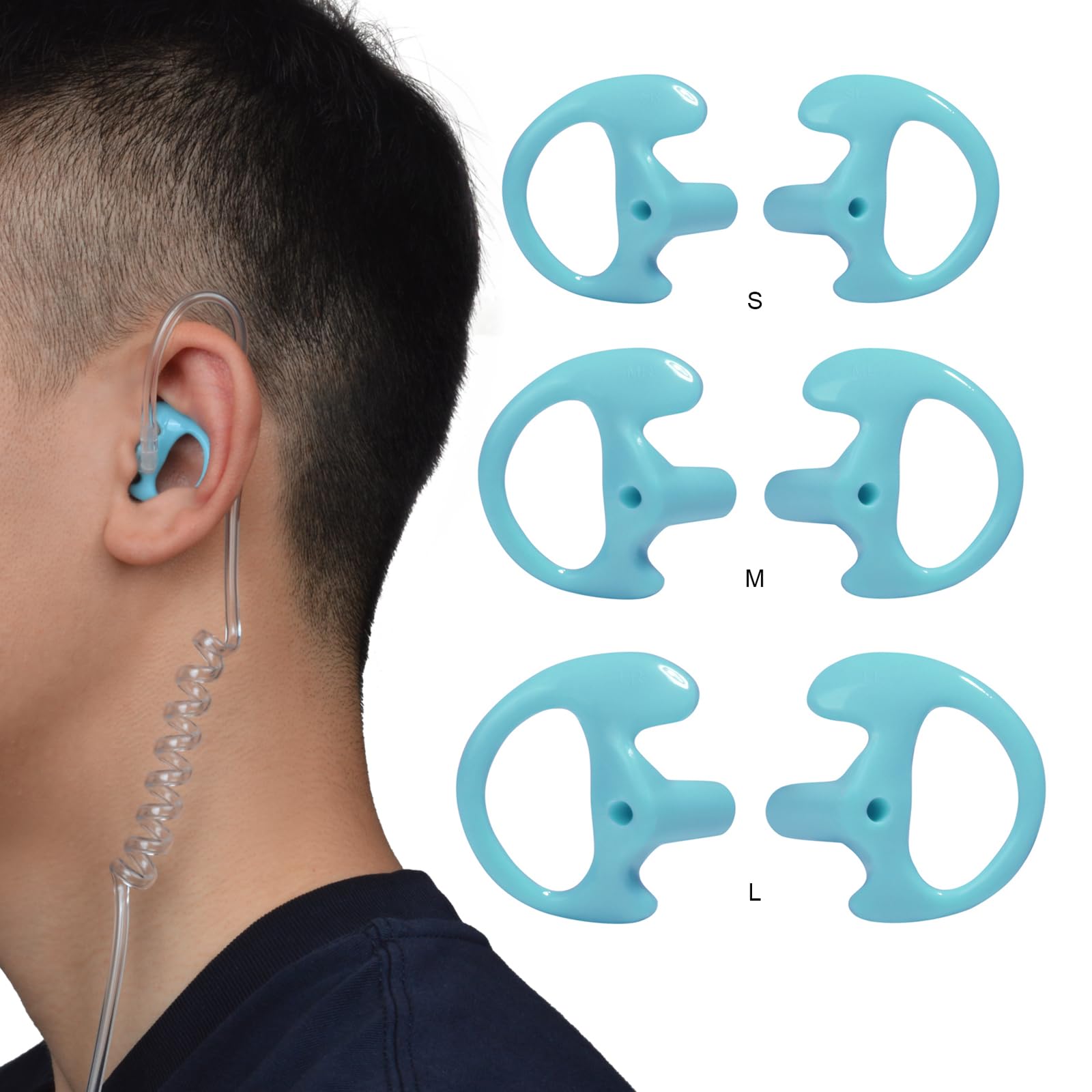 UAYESOK Replacement Earmold Soft Silicone Ear Buds Eartips for Motorola Kenwood Two Way Radio Air Acoustic Coil Tube Walkie Talkie Covert Earpiece Headset (SML*2 - Image 2