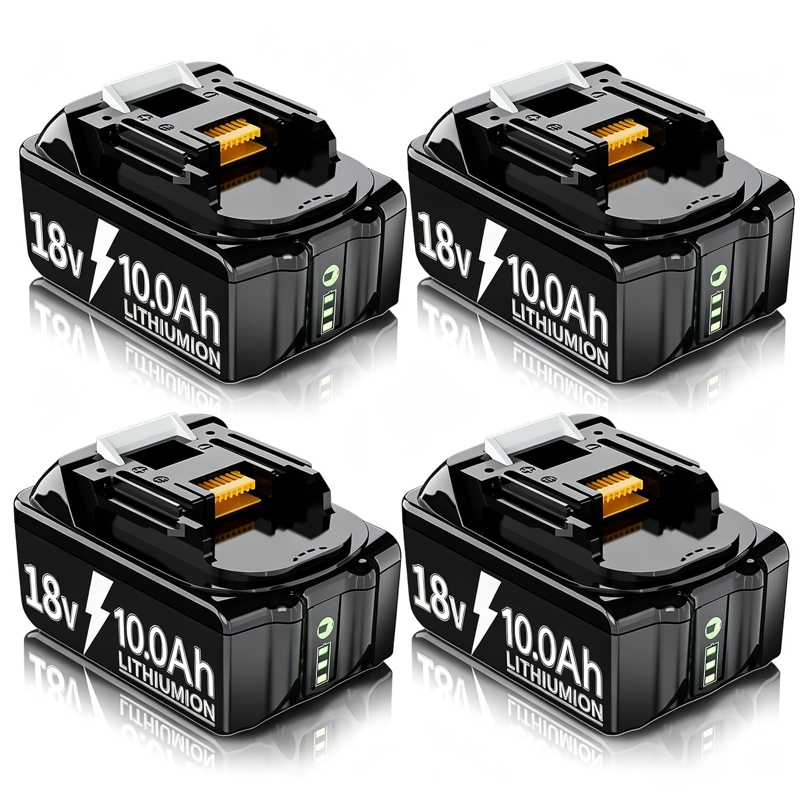 4Stück10000mAh Ersatzakku für Makita Akku 18V LXT-18V-Serie | Kompatibel mit BL1830 BL1840 BL1860B BL1850B & 18V LXT Geräten wie Bohrmaschinen, Kettensägen, Rasenmähern für Profi-Hand