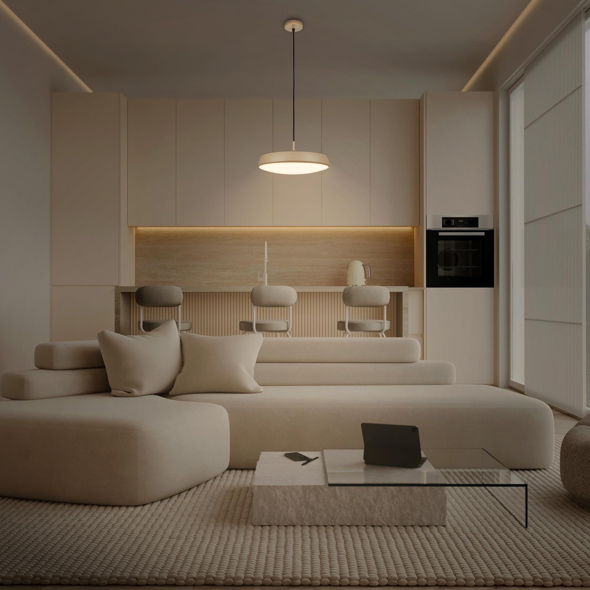 BRILONER - LED Pendelleuchte mit warmweißem Licht, 14,5W, 1800lm, Deckenleuchte, Pendelleuchte Esstisch, Küchenlampe hängend, Hängelampe Esstisch, Esszimmerlampe, 35x120 cm, Anthrazit-Macchiato
