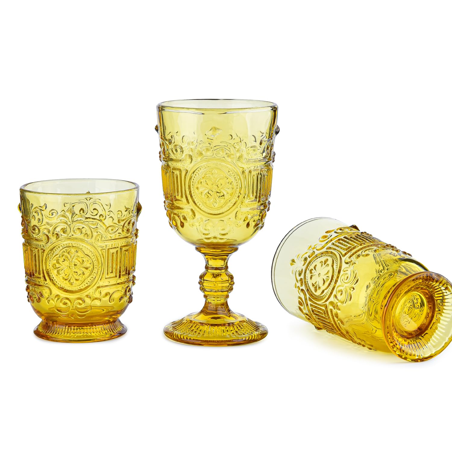 Set Van 6 Vintage Glazen Met Reliëf - 226 Ml Multifunctionele Drinkbekers Voor Cocktail Sap Whisky En Bier