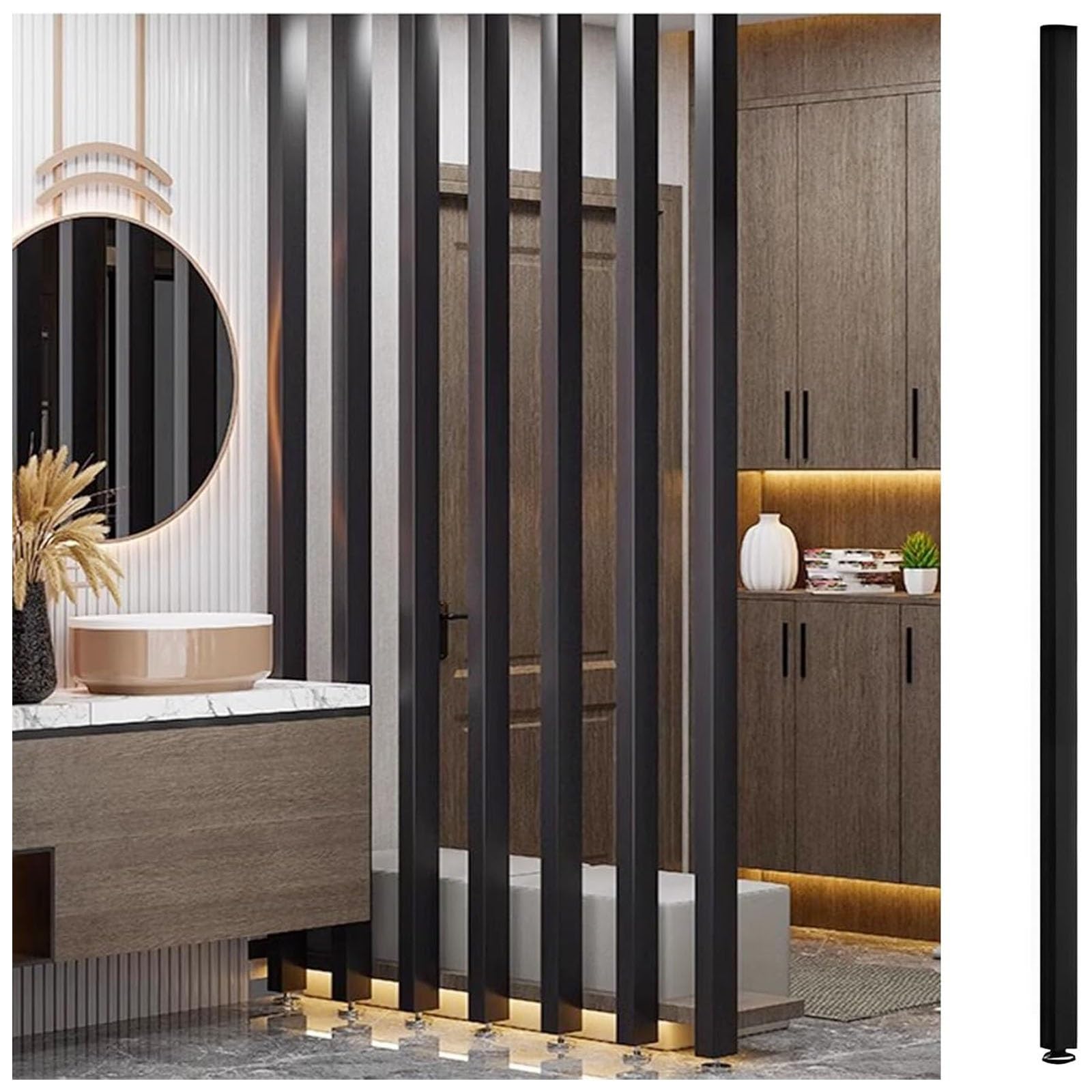 Ceiling to Floor Partition Post/Room Dividers Metal Slats，Privacy Screen Post Freestanding Decor Divider Column for Living Room, Bedroom, Office Wall Partition(8 pcs,235cm/92.5in/7.70ft)