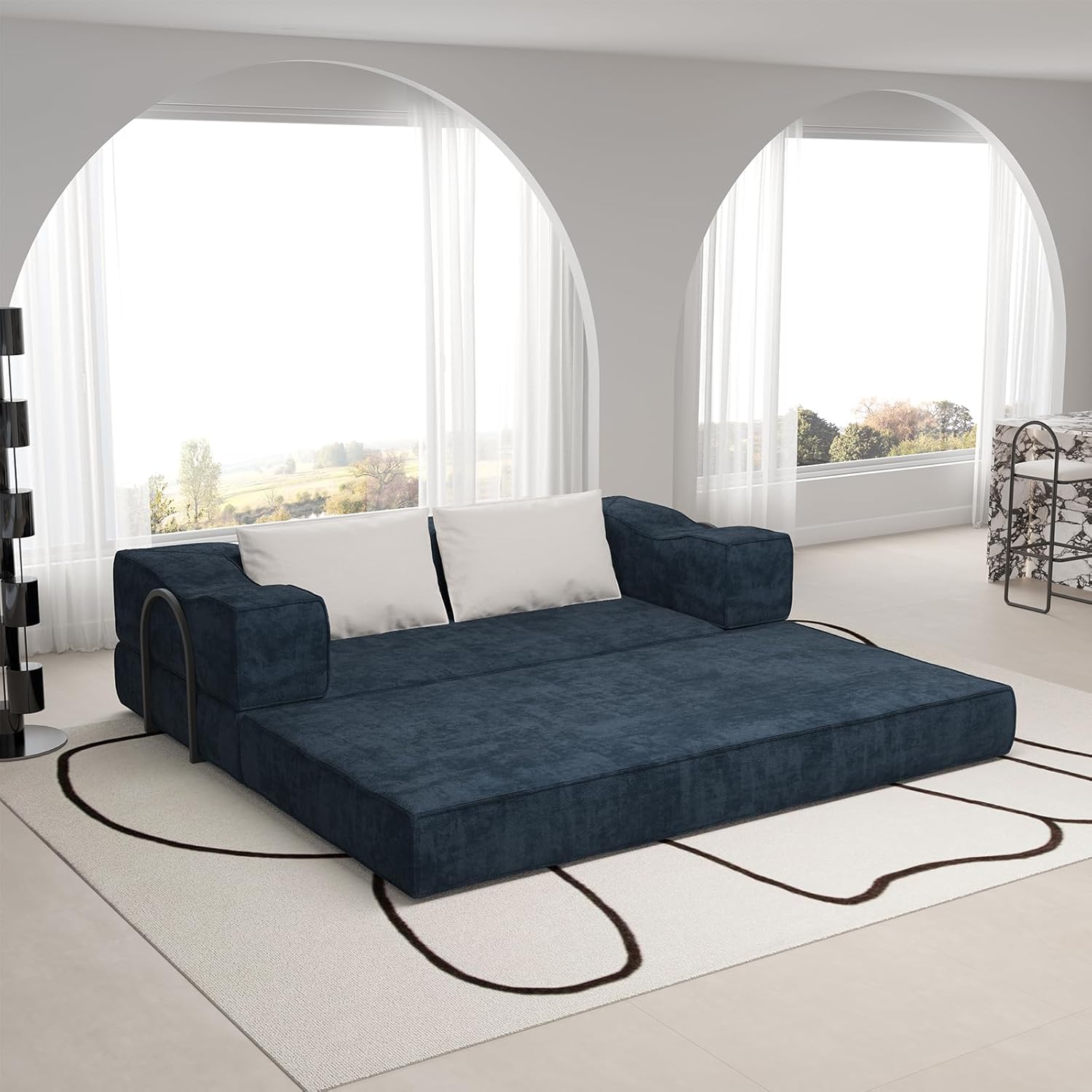 Amazon.com: Firscook 80" Folding Convertible Fold Out Sleeper Sofa Bed King Size, 5 in 1 DIY ...