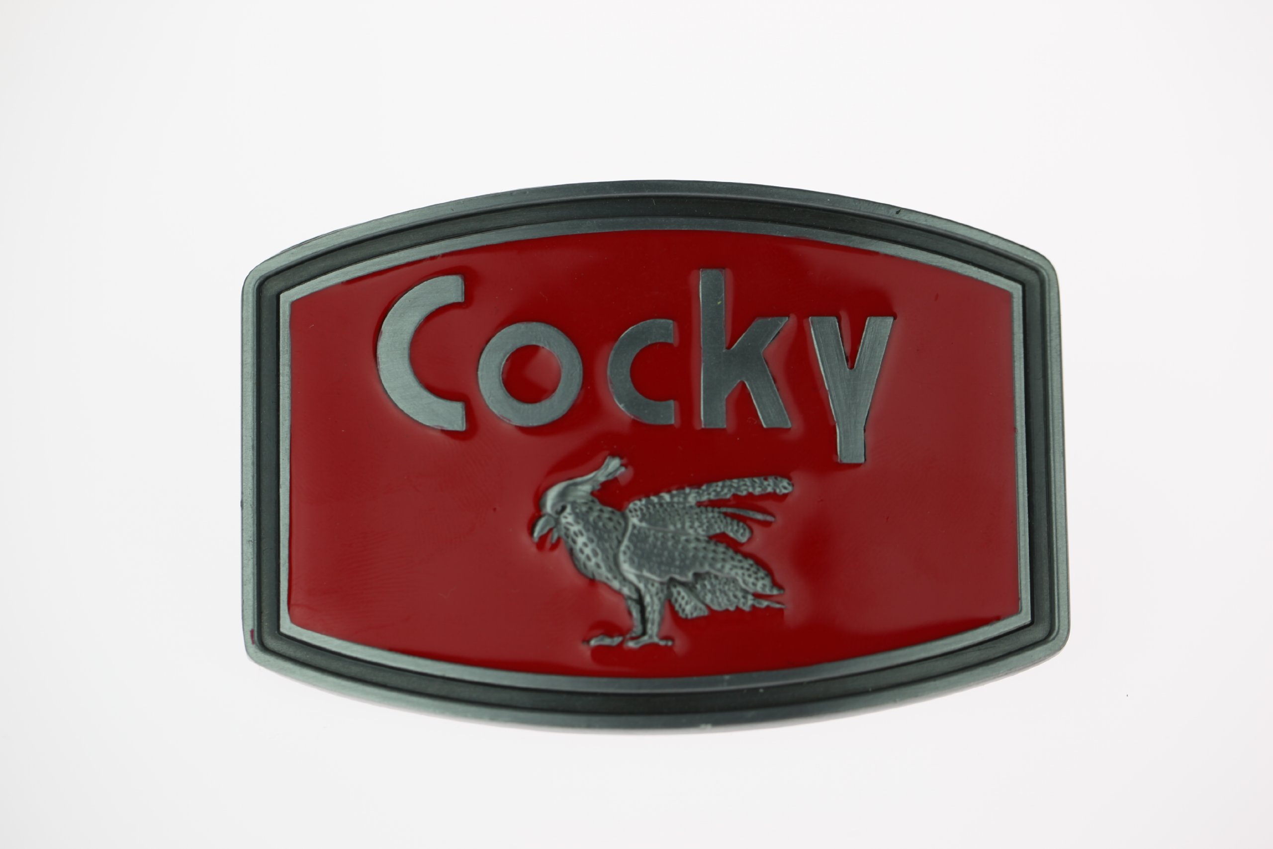 Cocky Pewter Finish Metal Belt Buckle