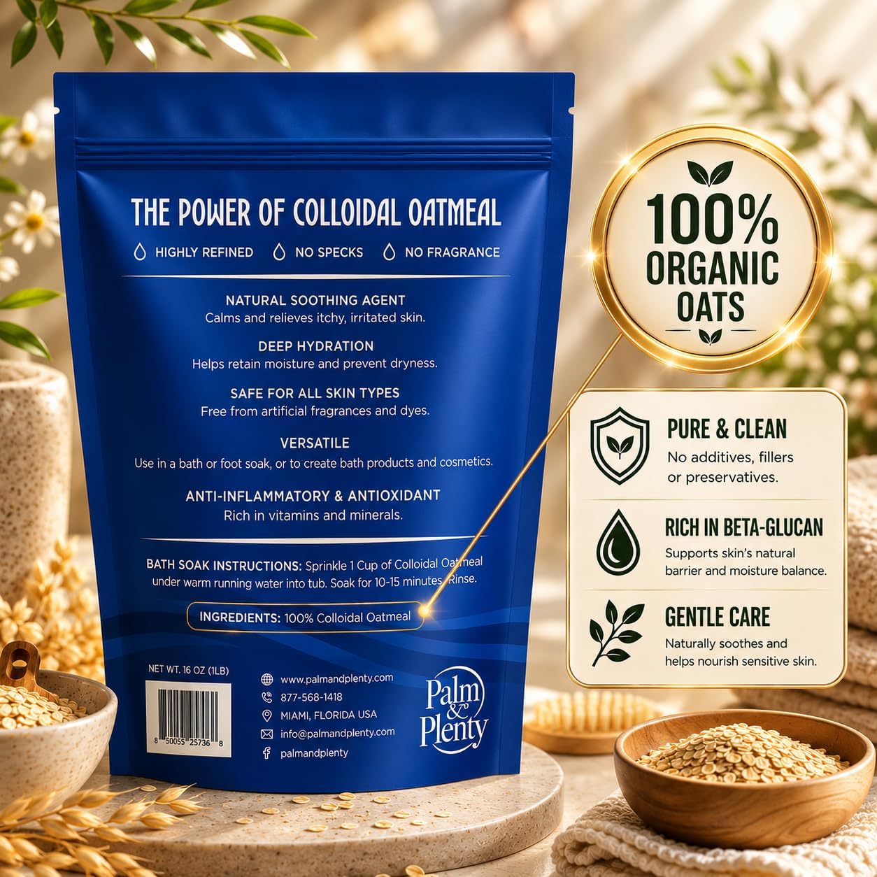 100% Pure Colloidal Oatmeal Powder Unscented 2 Pack, 32 oz image 2
