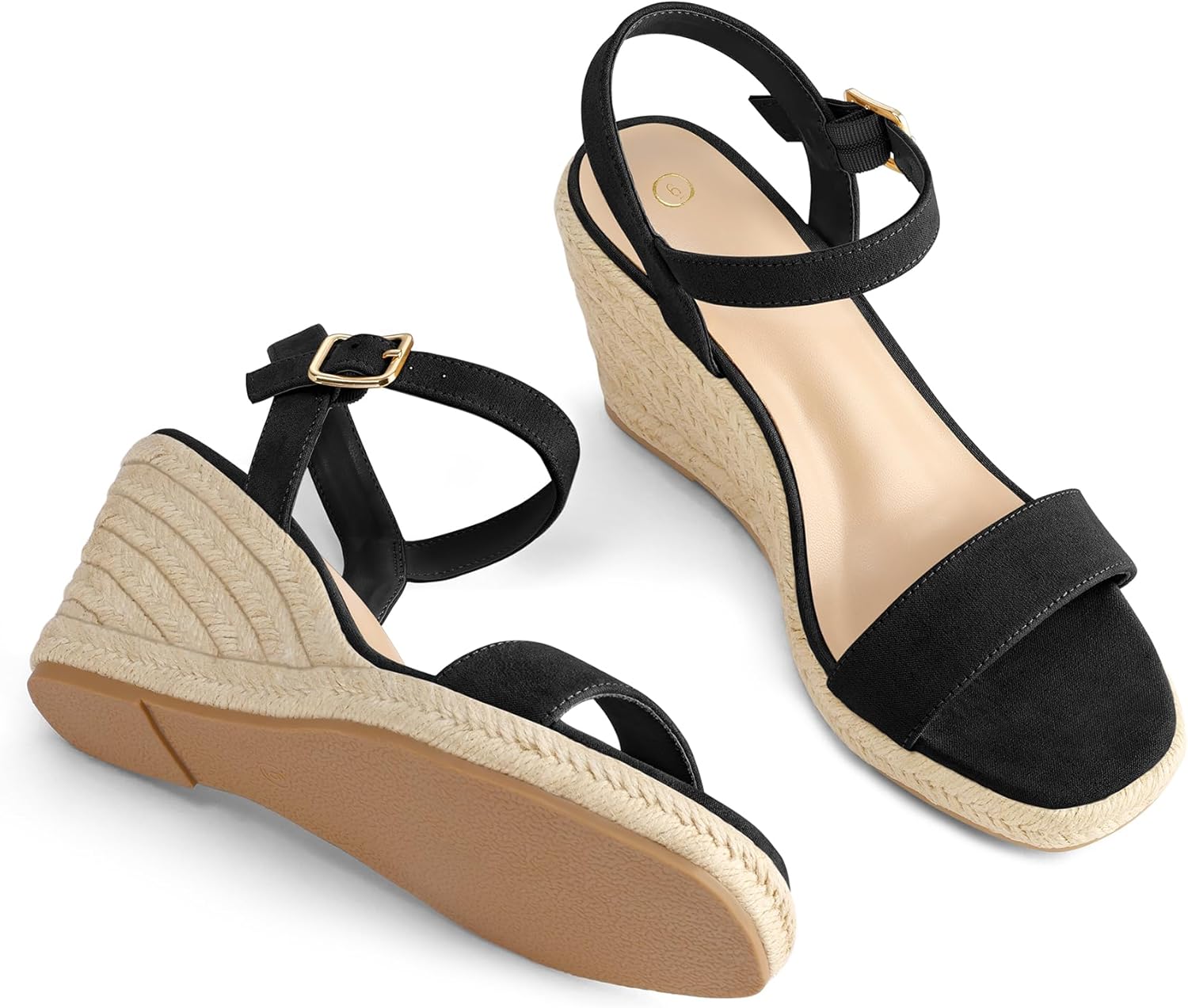 mysoft Women's Platform Espadrille Wedge Sandals Square Open Toe Ankle Strap Buckle Casual Summer Dressy Sandals - Image 5